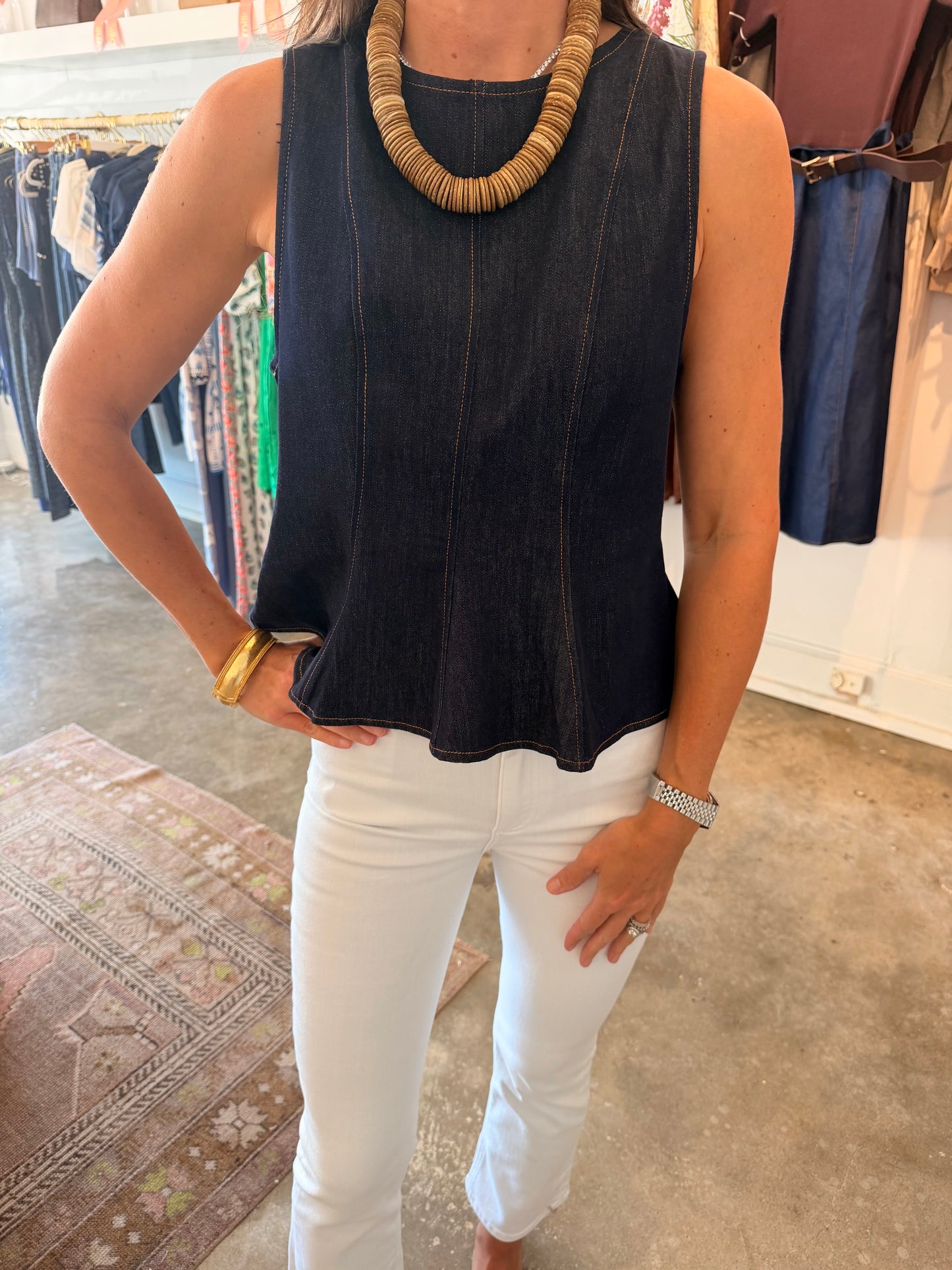Denim Peplum Top