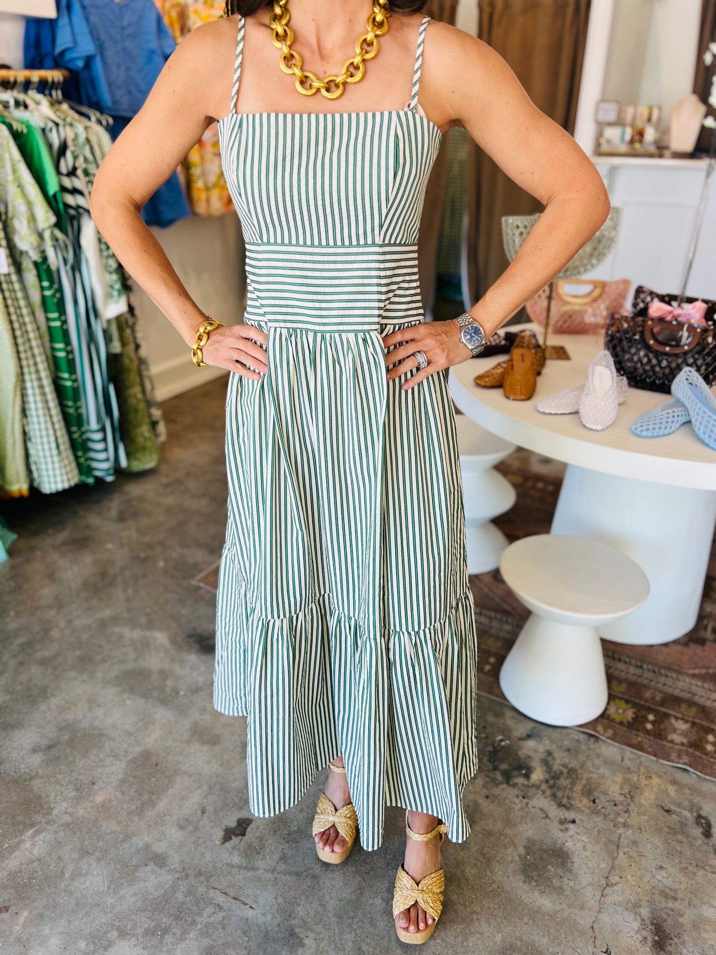 Green Stripe Maxi Dress