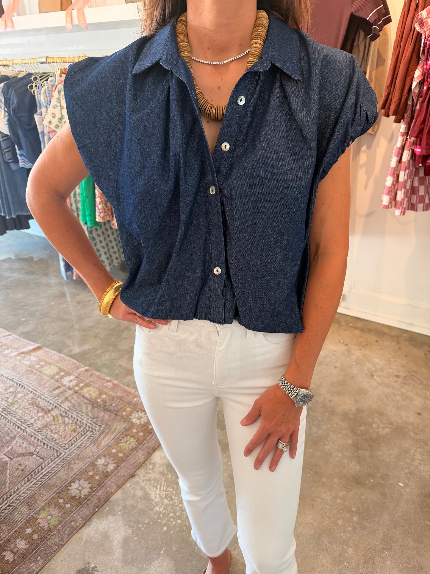 Sleeveless Denim Top