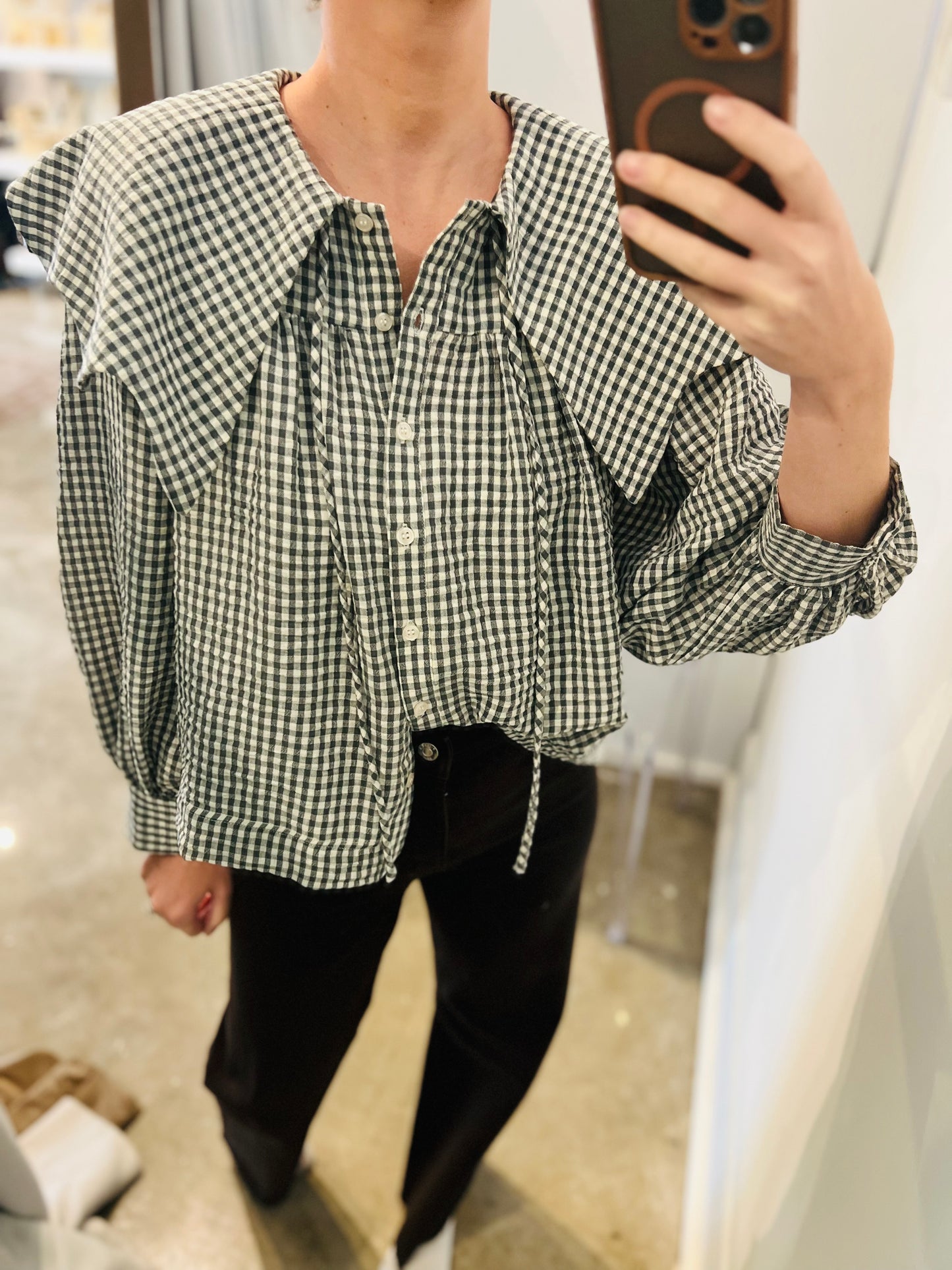 Hunter Green Gingham Top