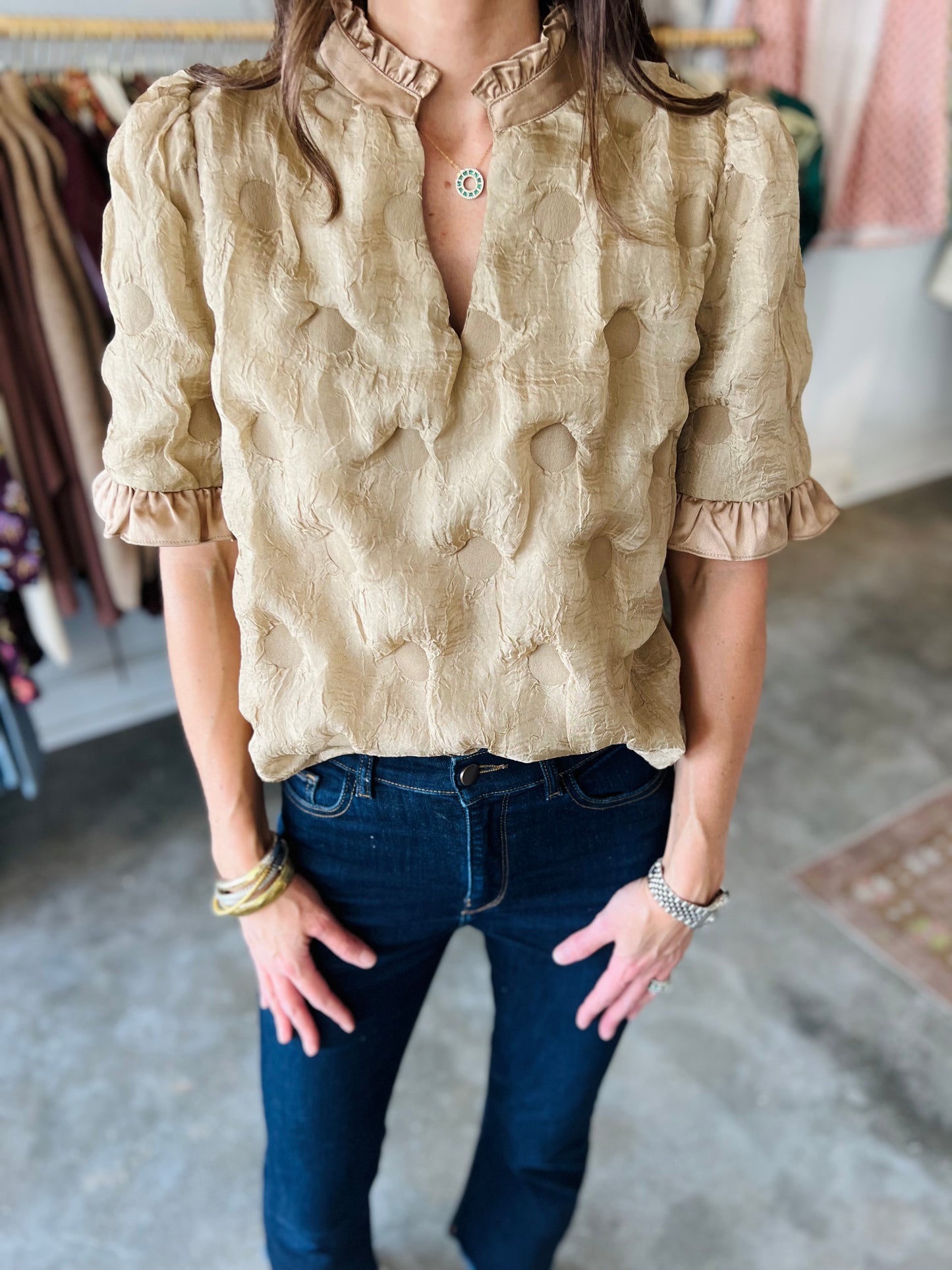Tan Textured Blouse