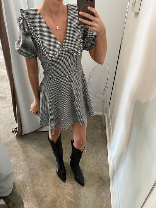 Gingham Collar Mini Dress