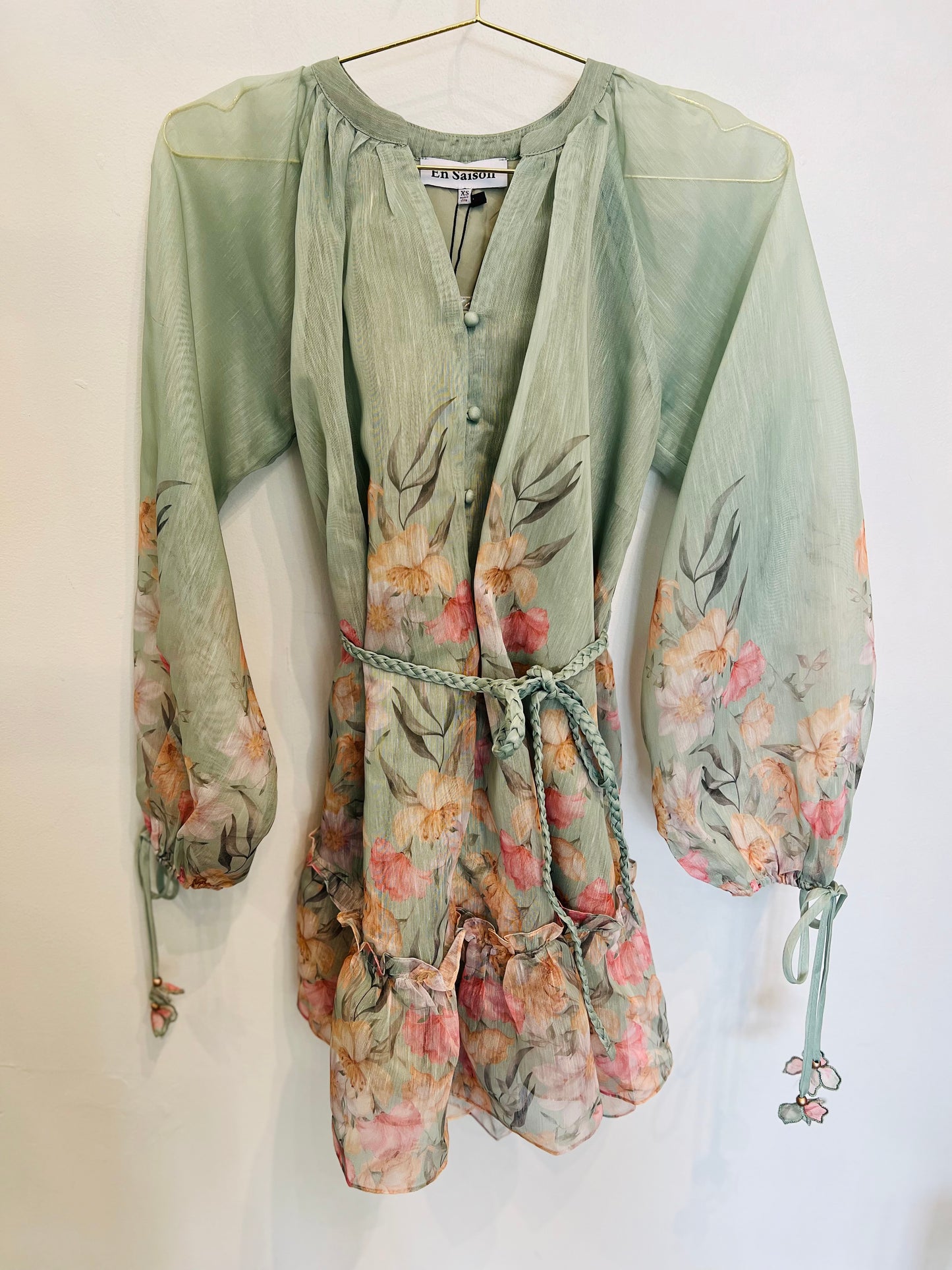 Sage Multi Ruffle Dress
