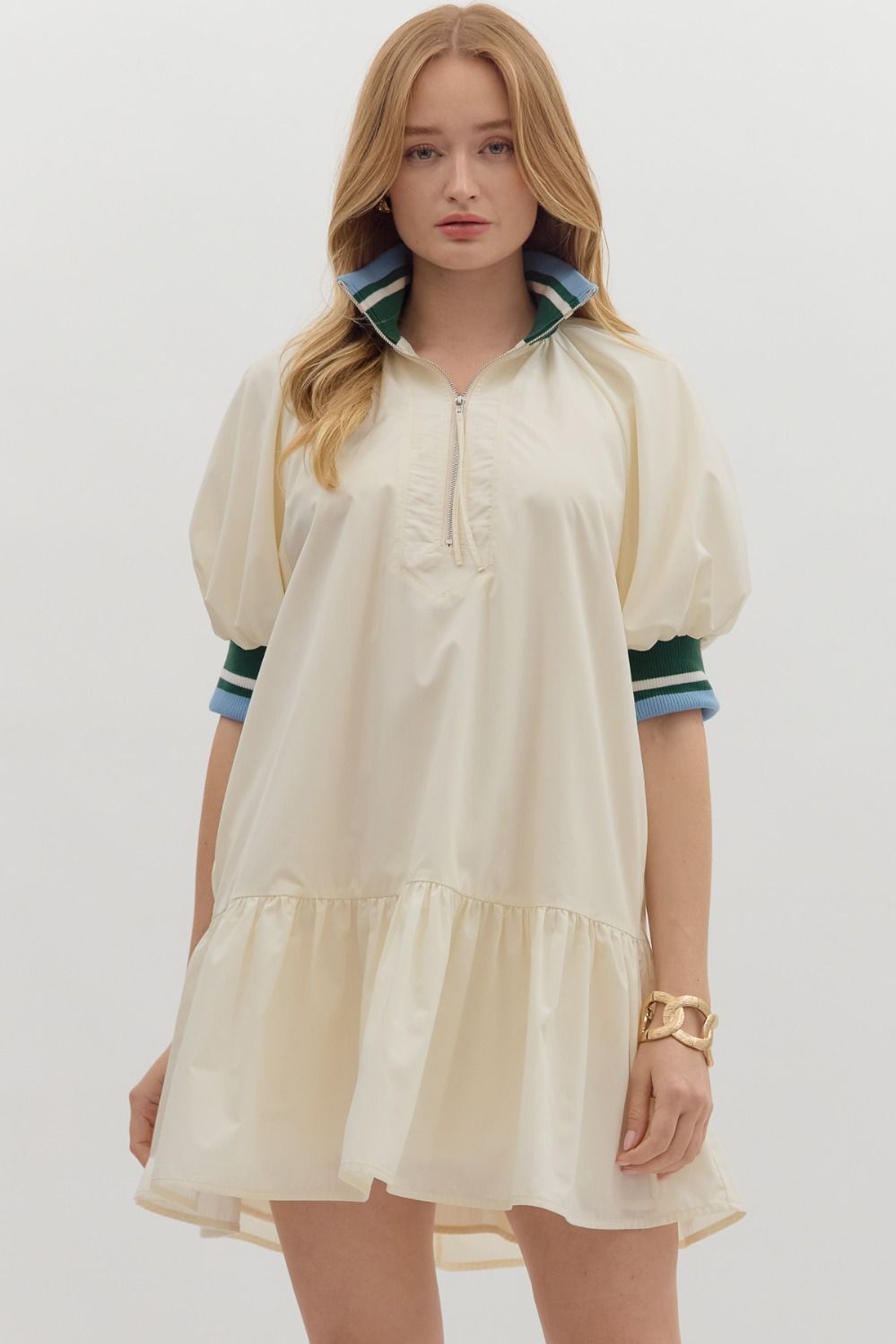 Cream Trim Dress