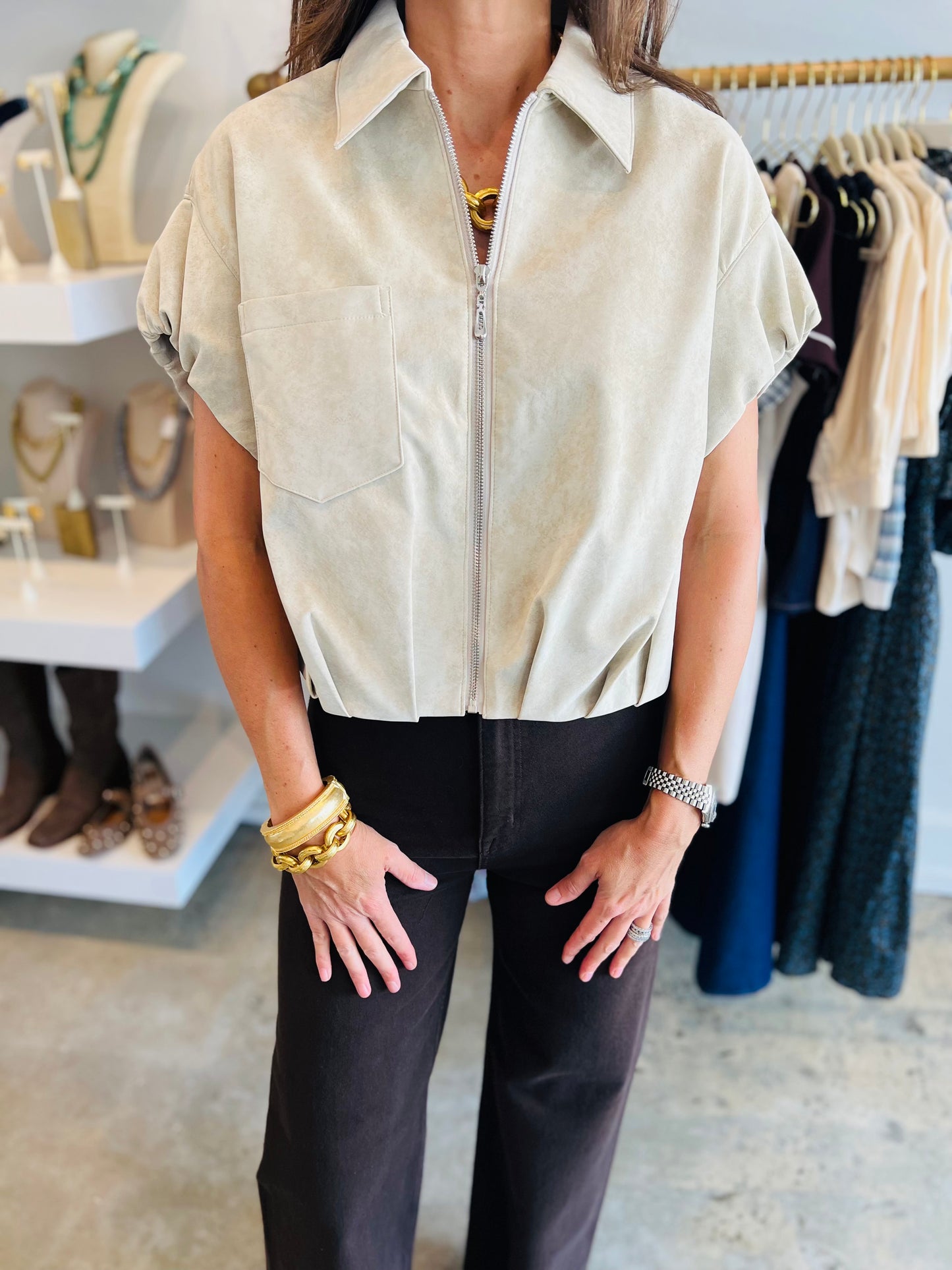 Suede Zip Up Jacket