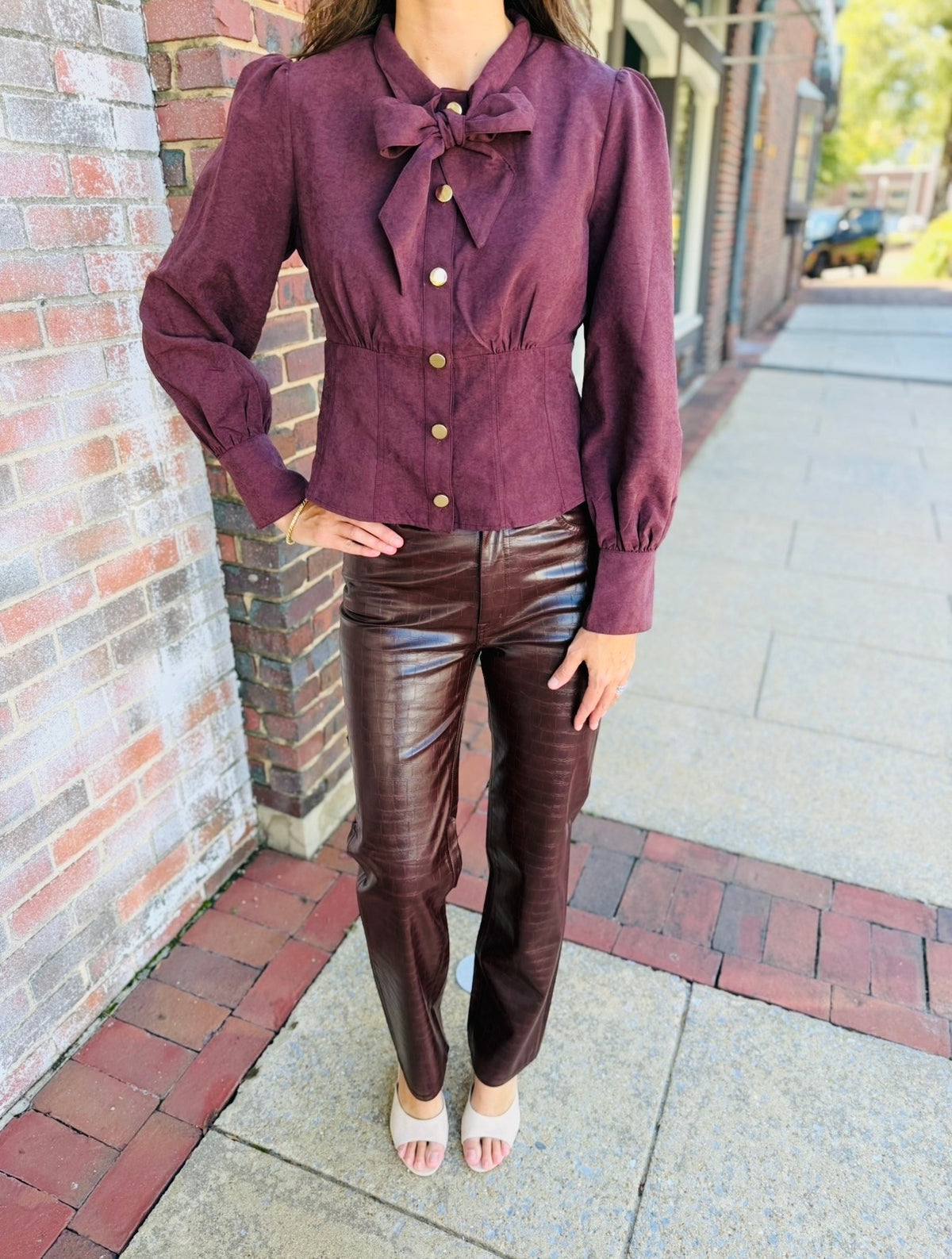 Burgundy Suede Blouse