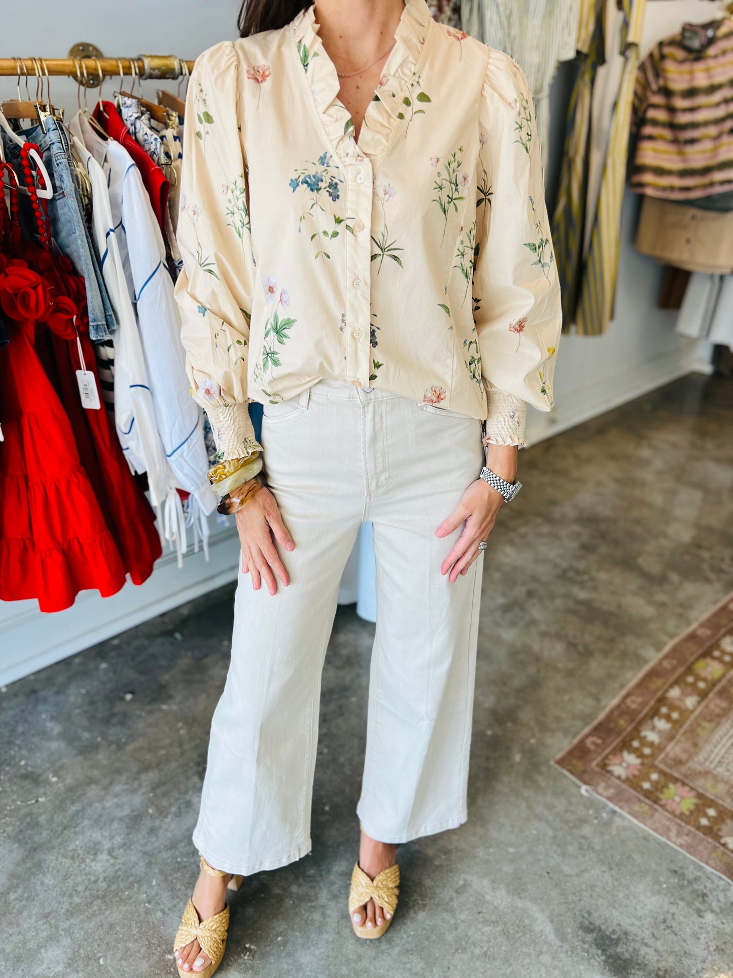 Ecru Floral Longsleeve Top