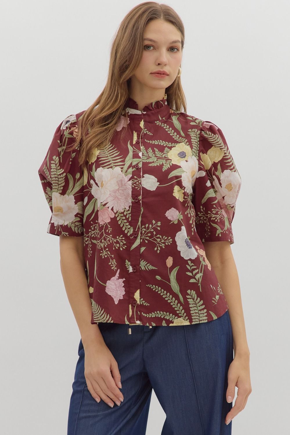 Merlot Floral Blouse