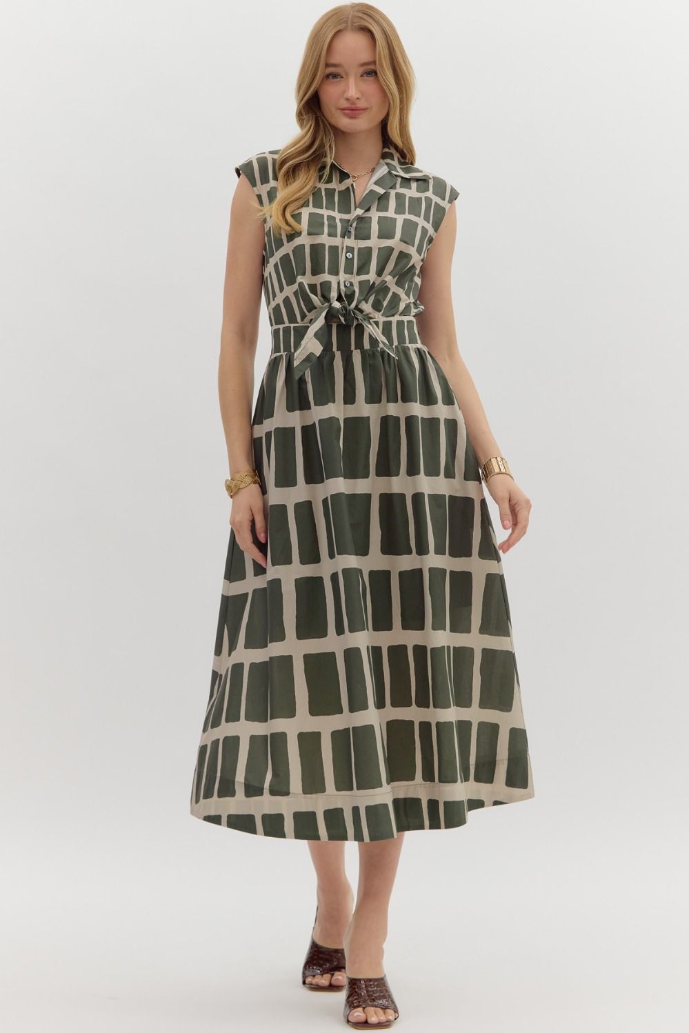 Olive Print Dress