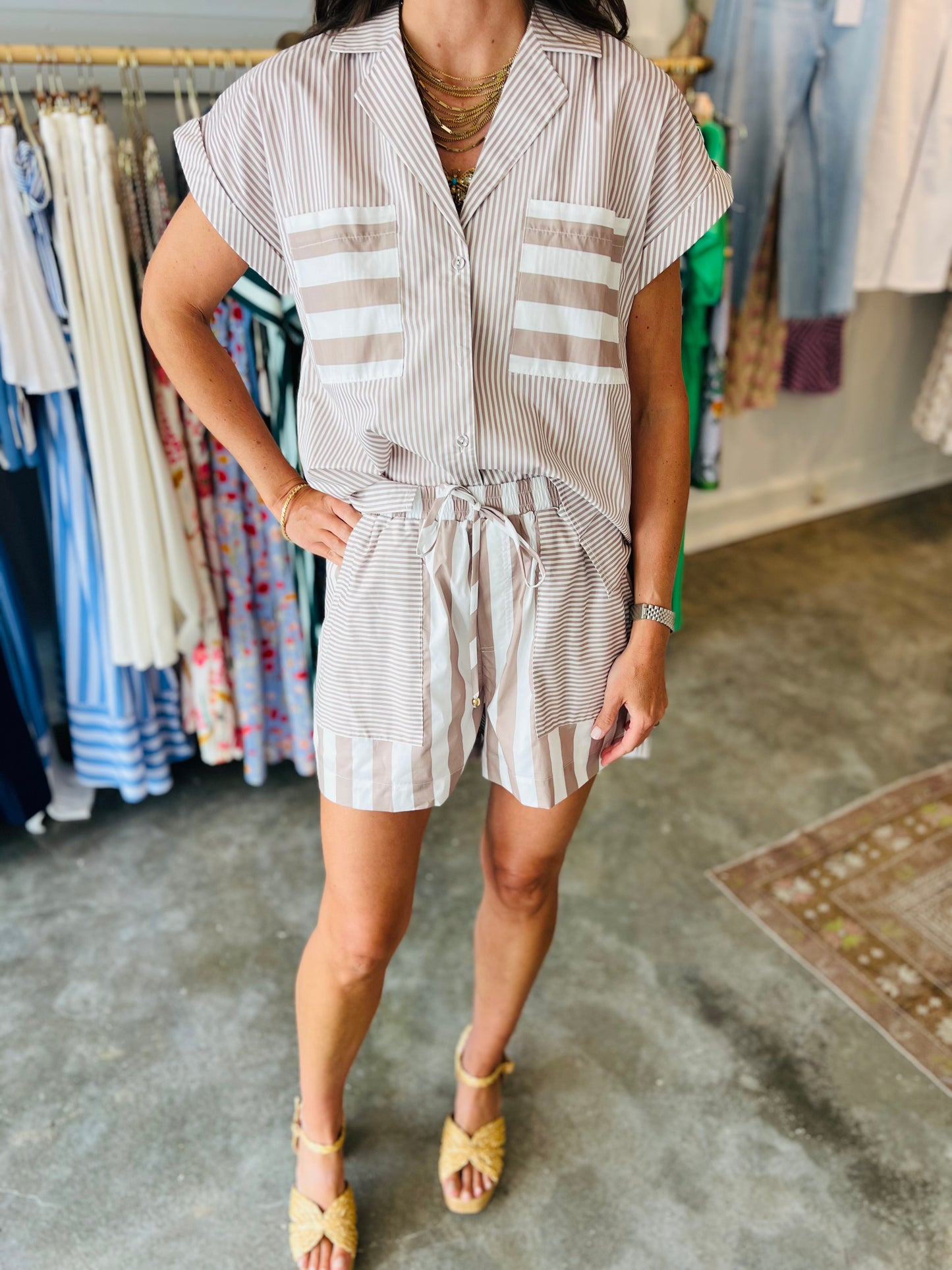 Tan Stripe Set
