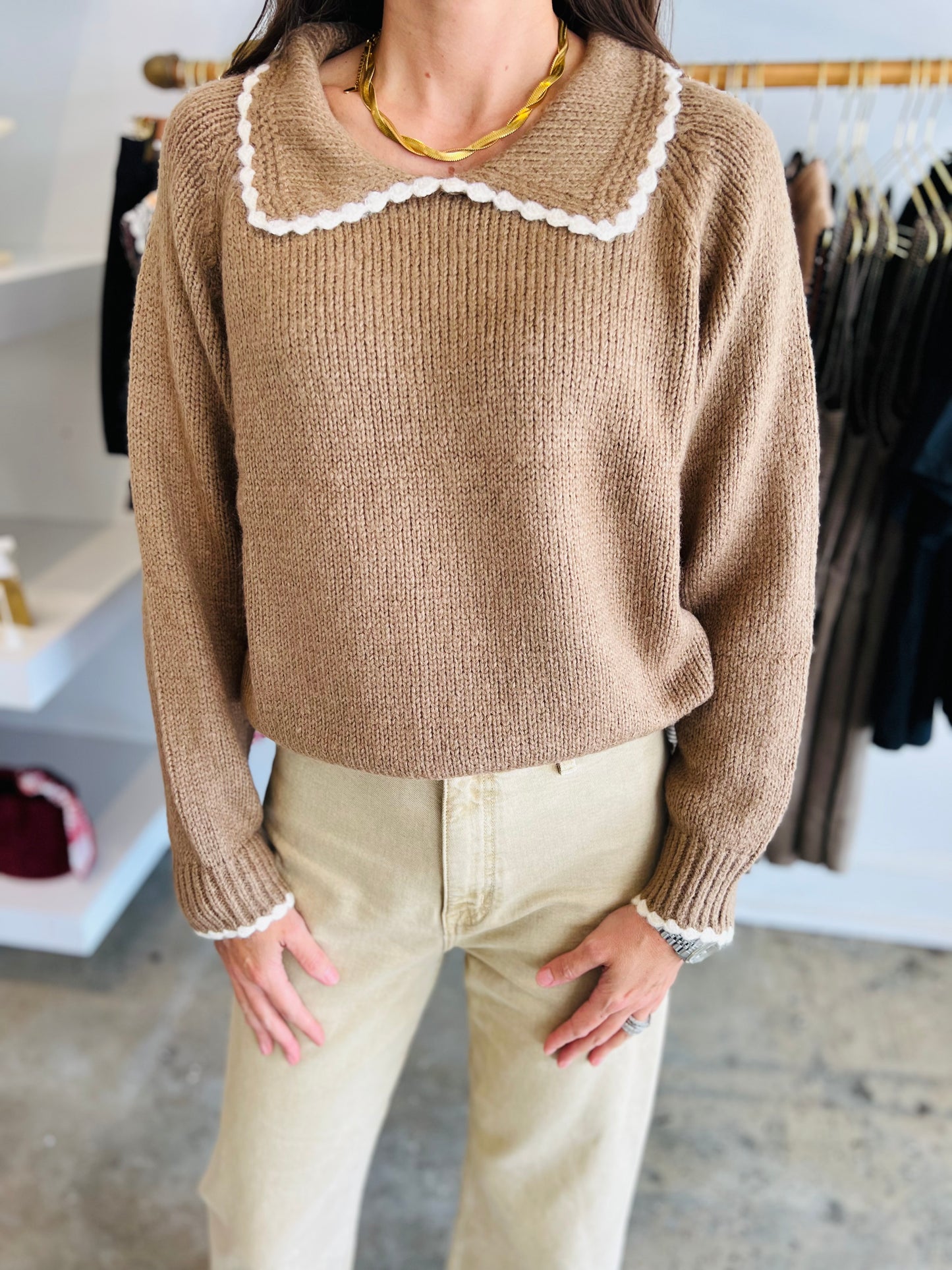 Walnut Brown Collar Sweater