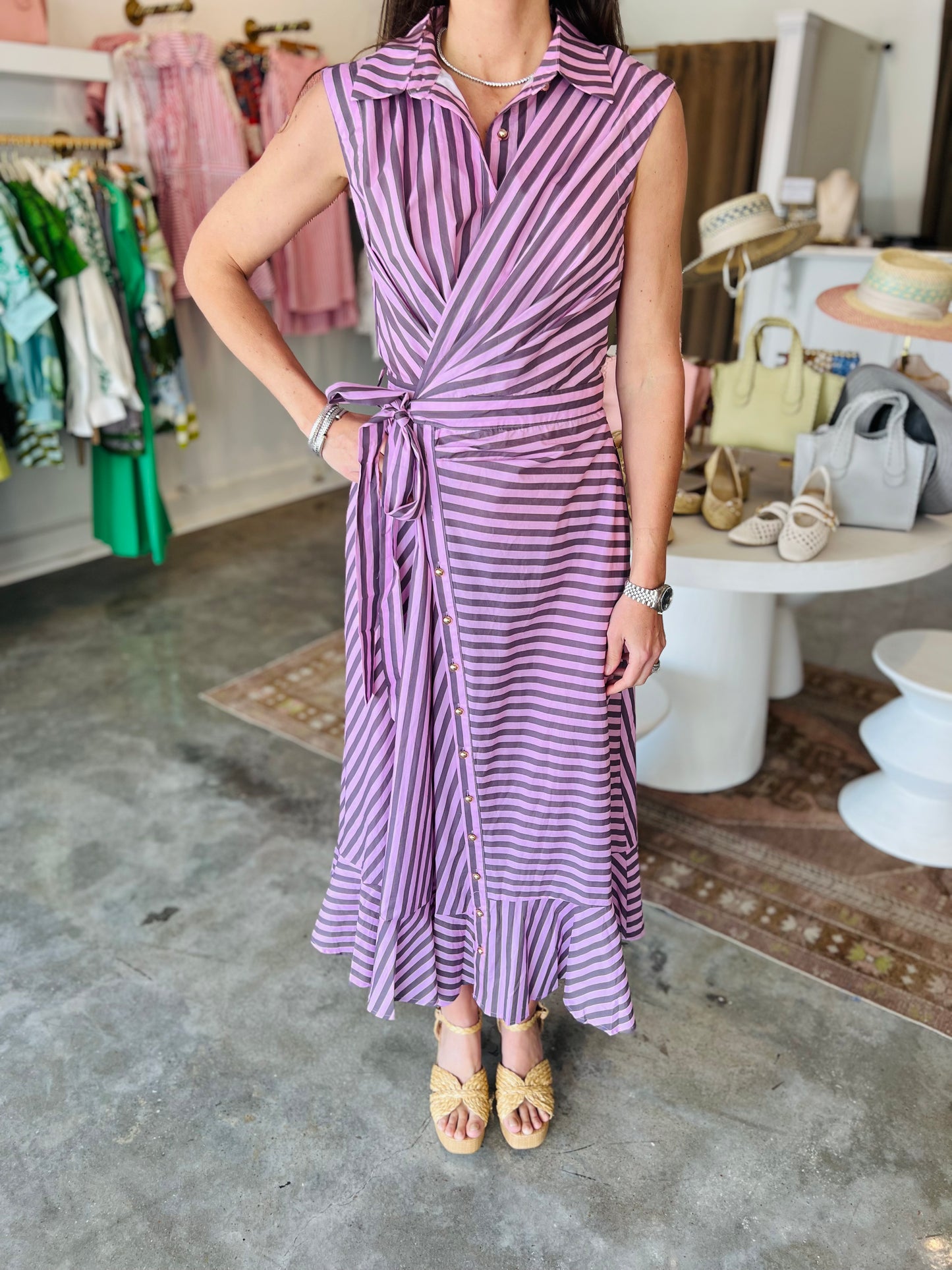 Pink&Brown Stripe Dress
