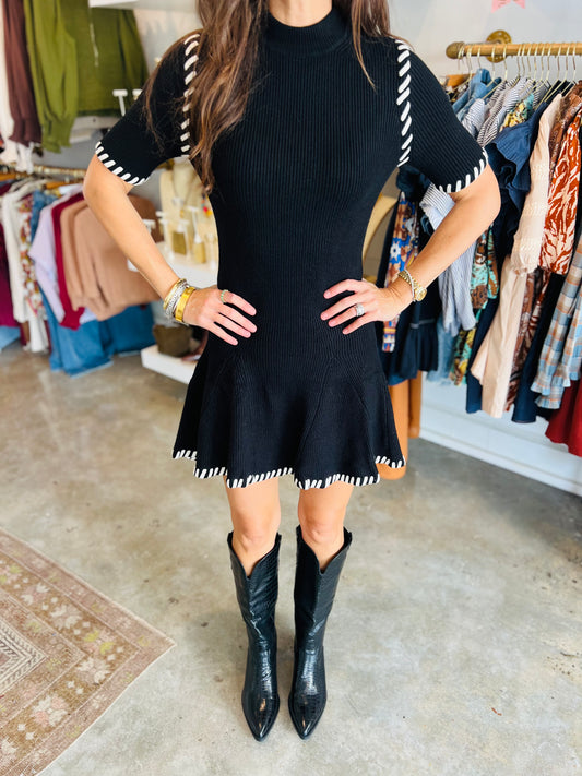 BLACK STITCH DRESS