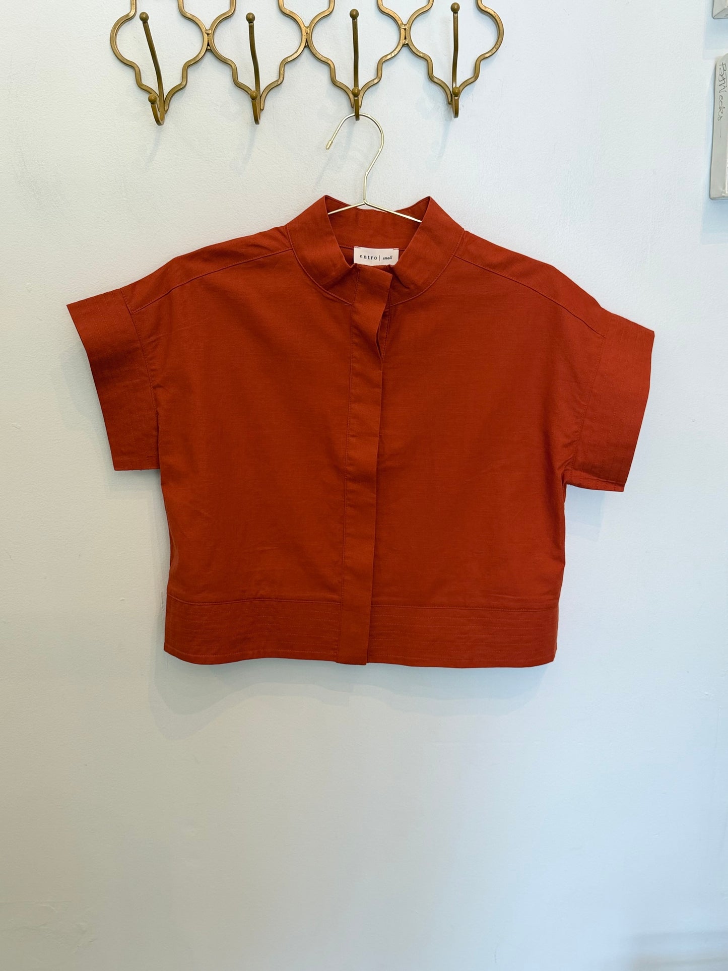 Burnt Orange Linen Button Down