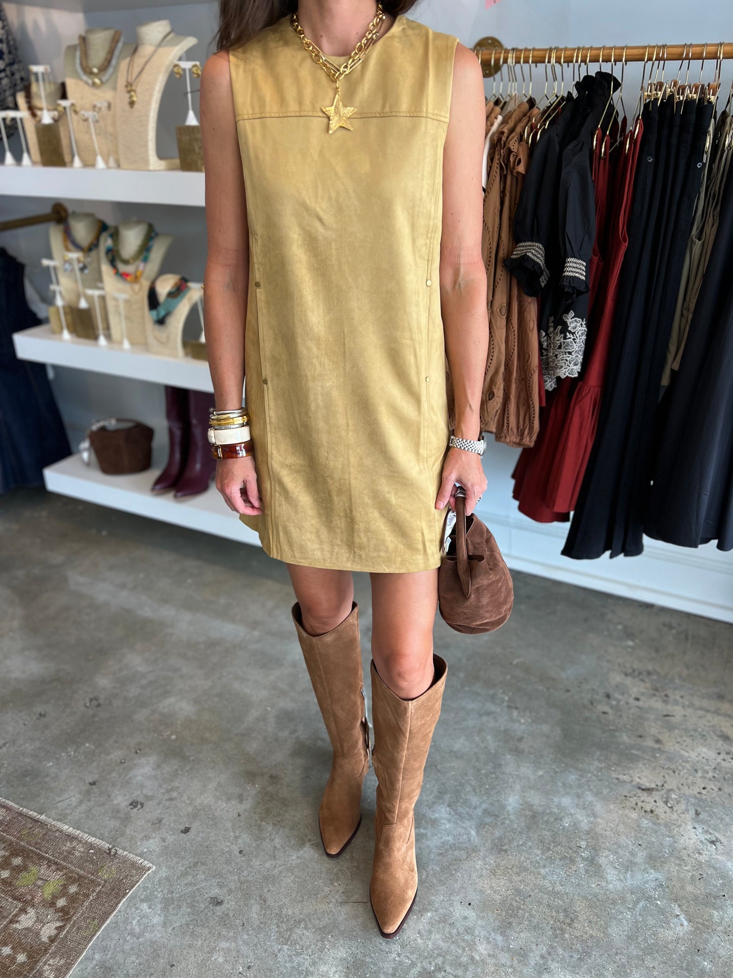 SUEDE SLEEVELESS MINI
