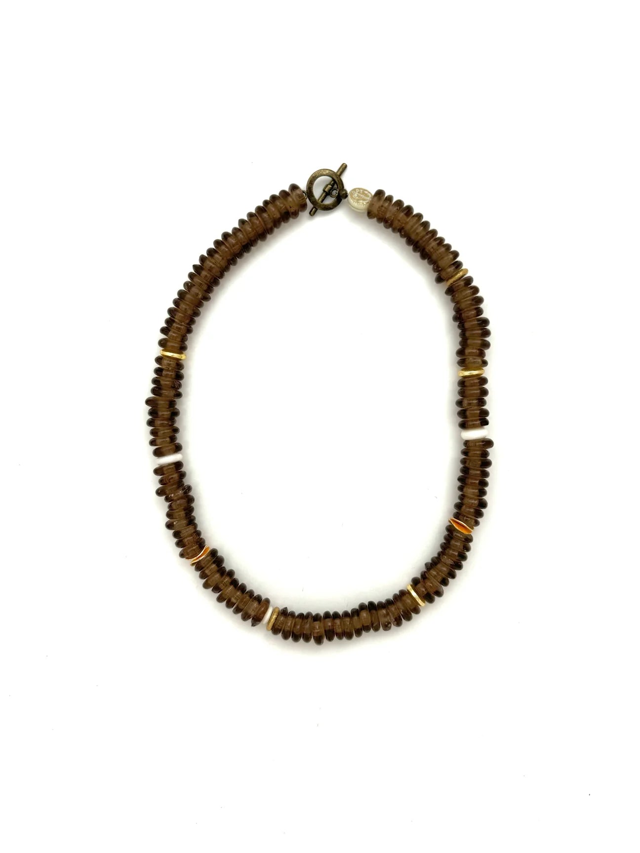 Brown Saucer Glass Necklace