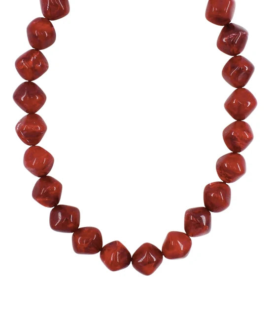 Wine Marble Pebble Necklace