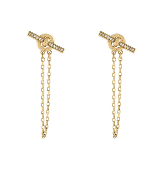 Pave Bar Chain Earrings