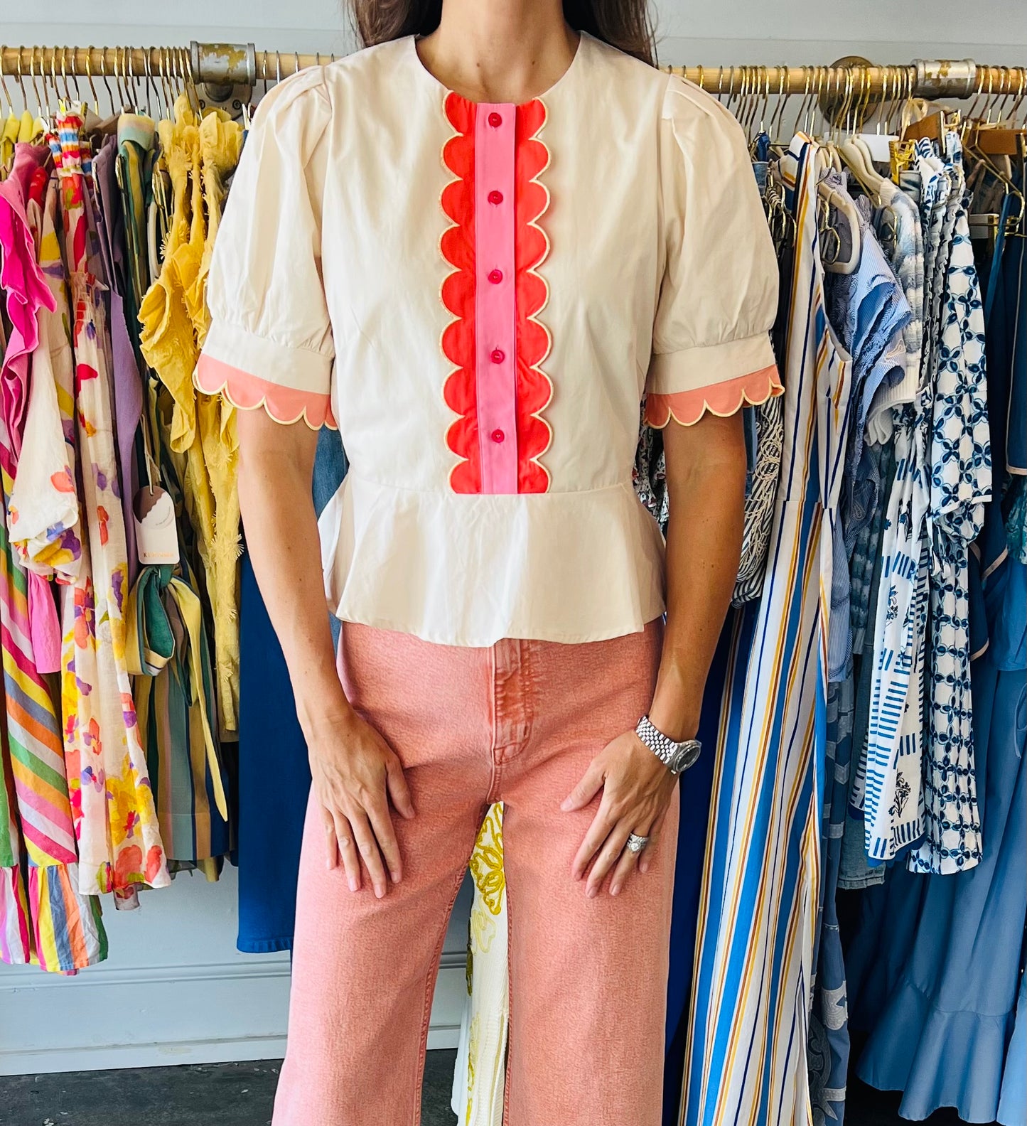 Ecru/ Multi Top