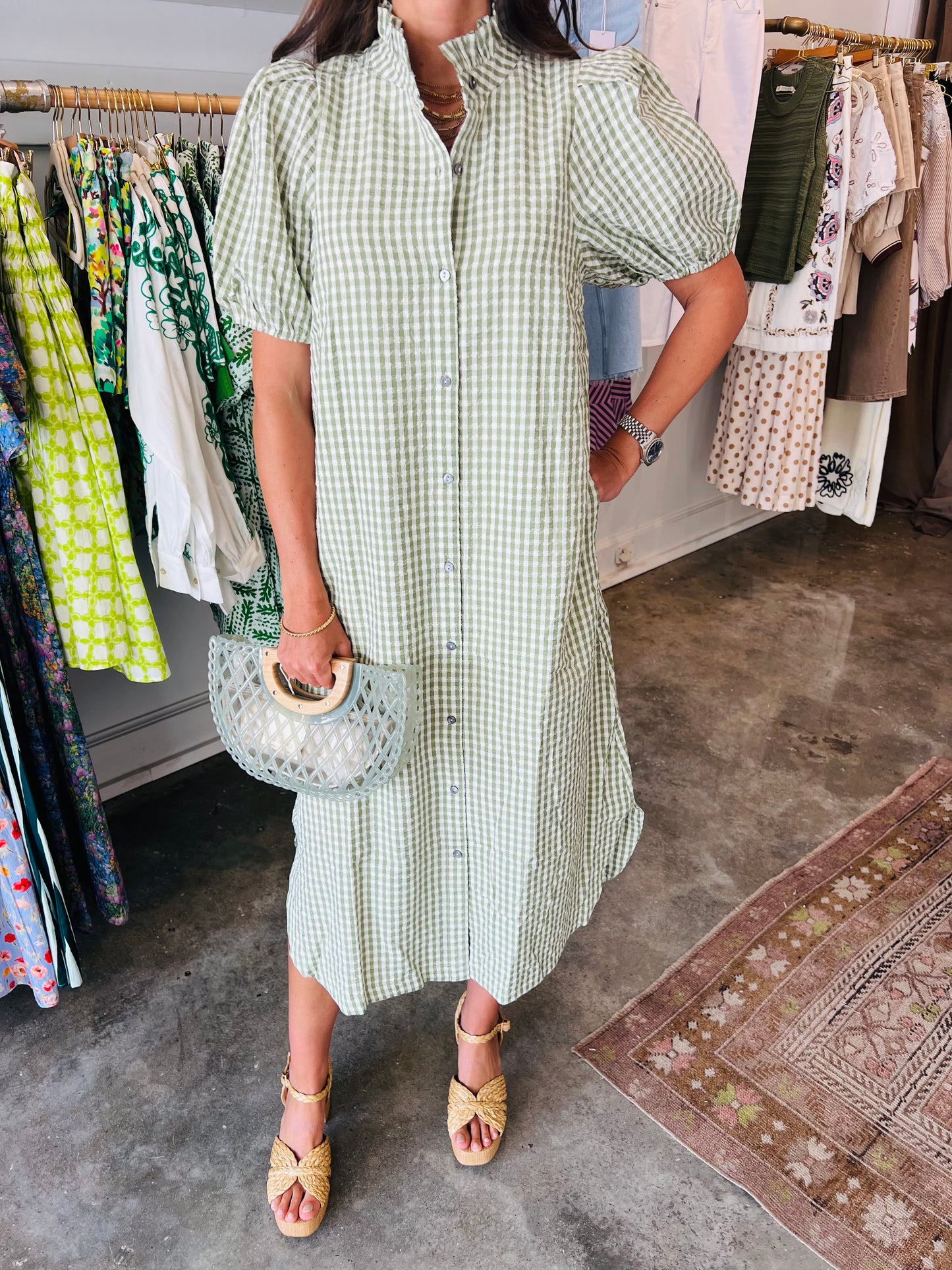 Matcha Gingham Dress