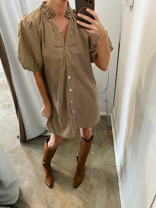 Puff Sleeve Striped Dress