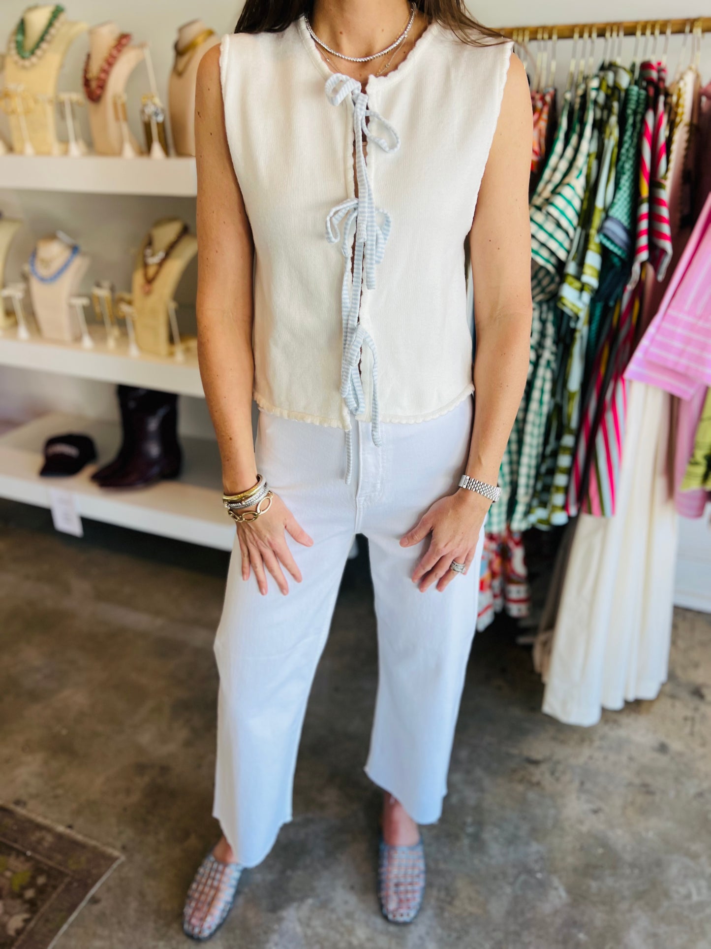 Ivory Scalloped Hem Vest
