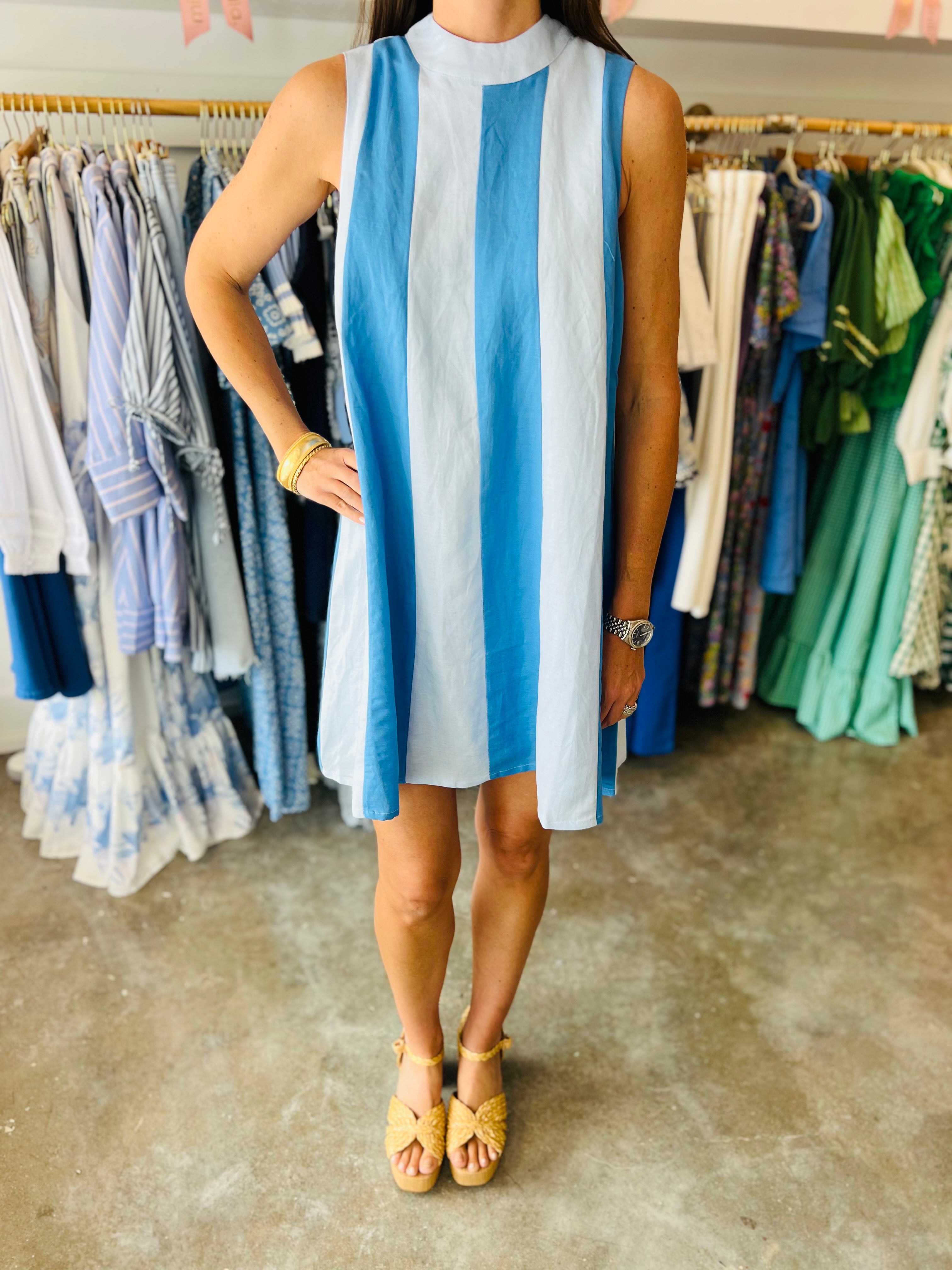 Blue Colorblock Dress – milla