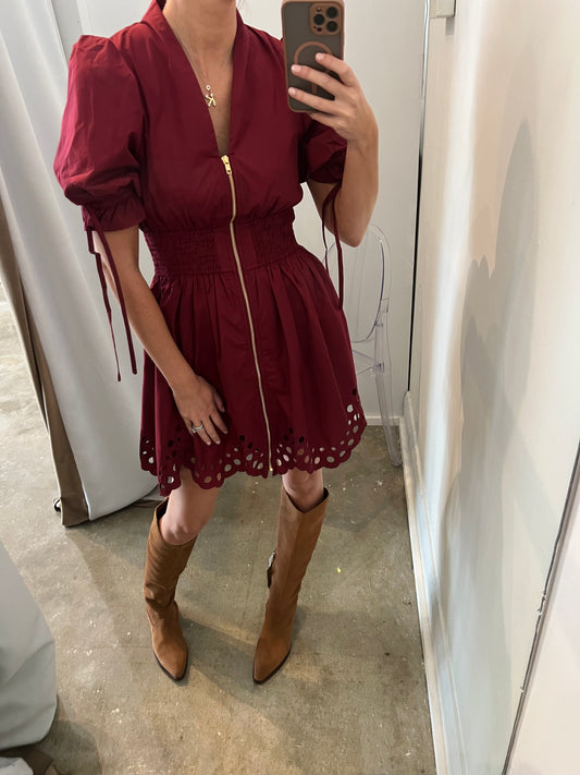Burgundy Zipper Dress