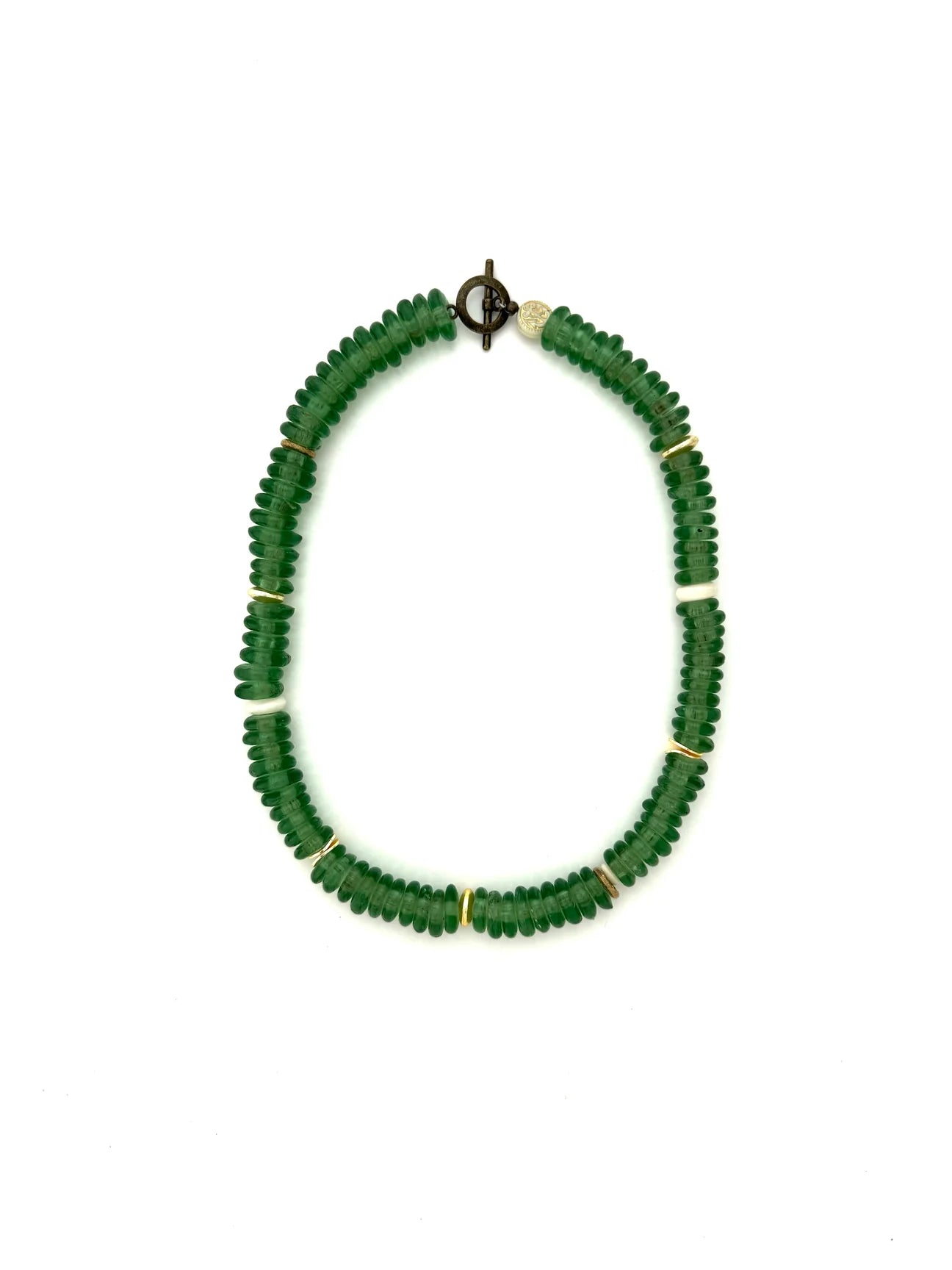 Green Saucer Glass Necklace