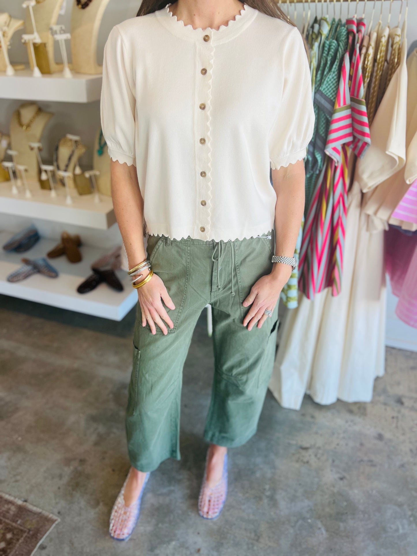 Cream Scallop Sweater