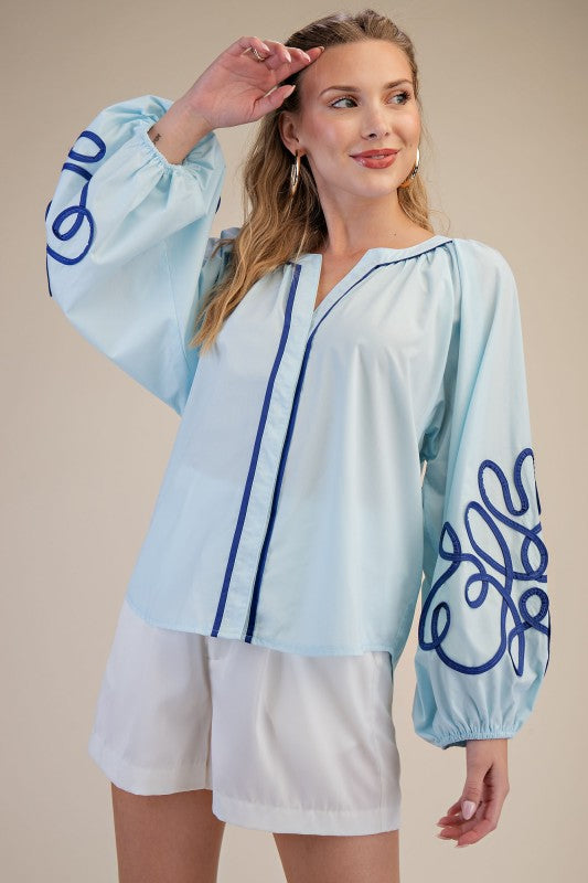 Blue Detail Blouse