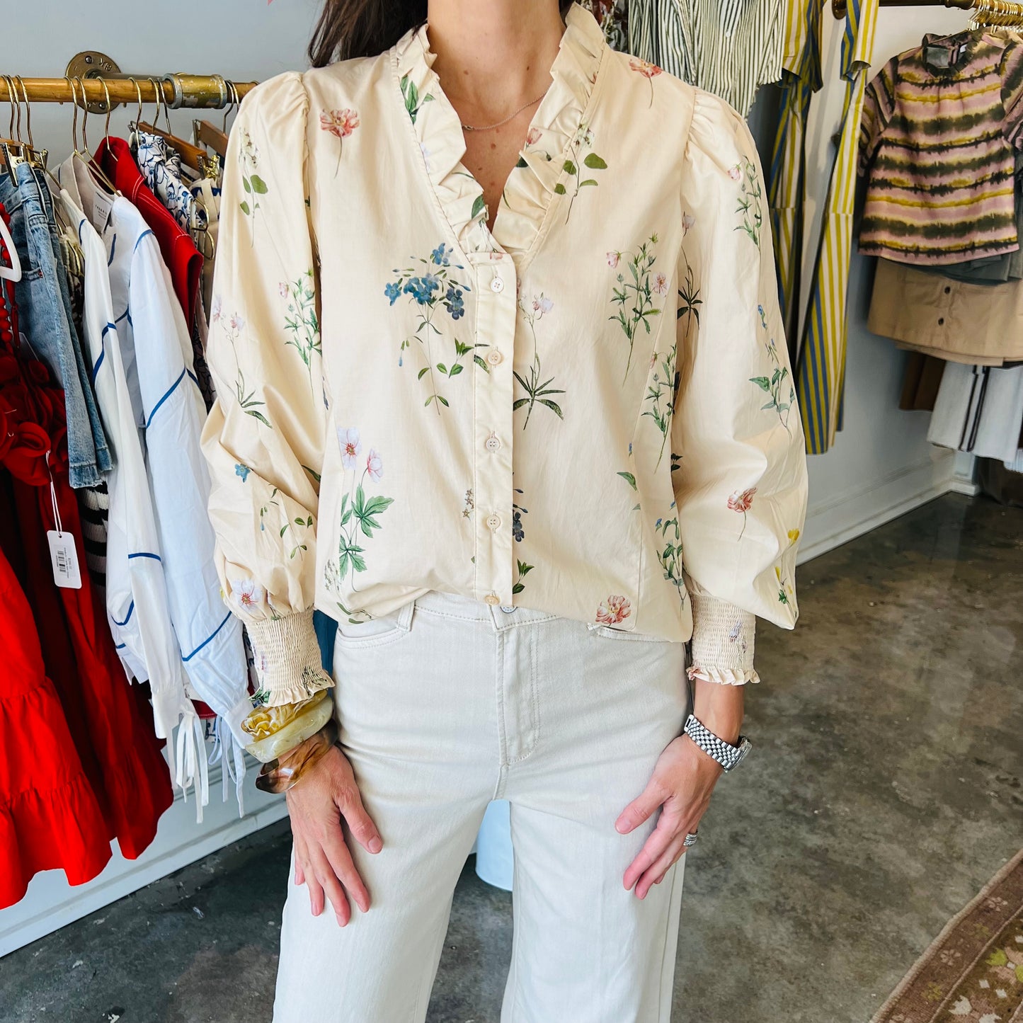 Ecru Floral Longsleeve Top