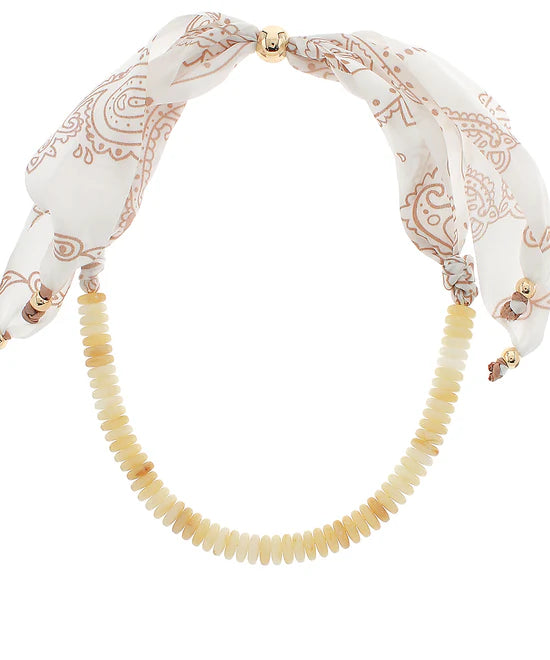 White Marble Beaded Scarf Necklace