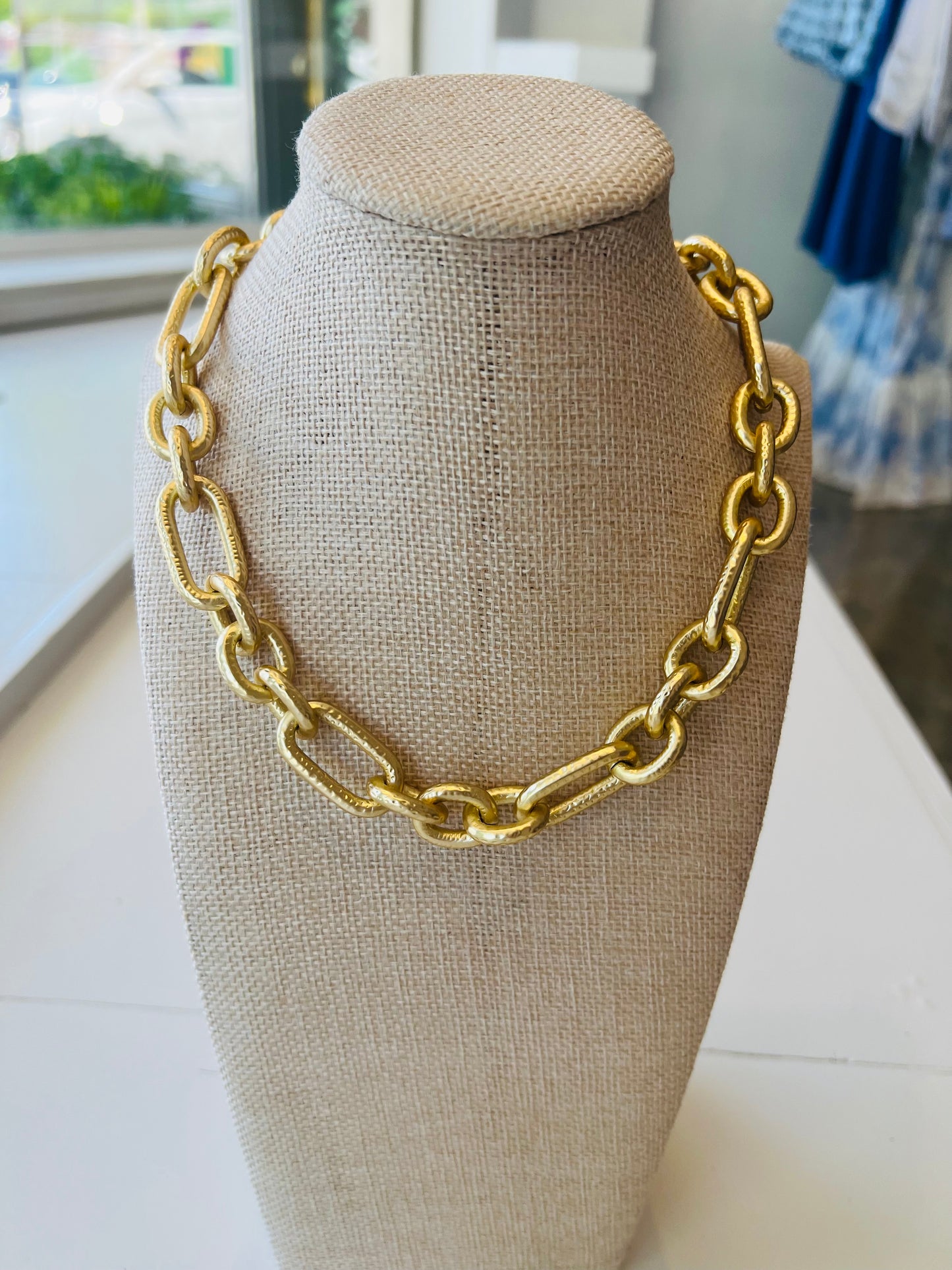 Hammered Gold Link Necklace