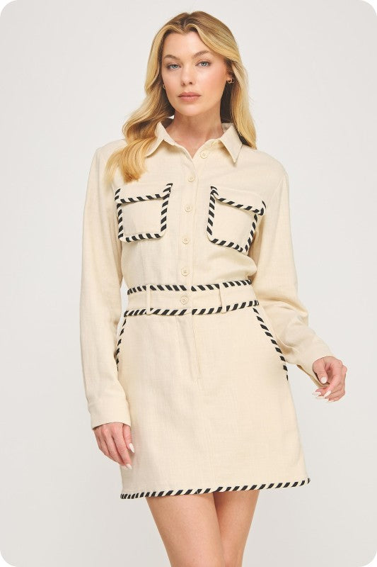 Ecru Black Mini Dress