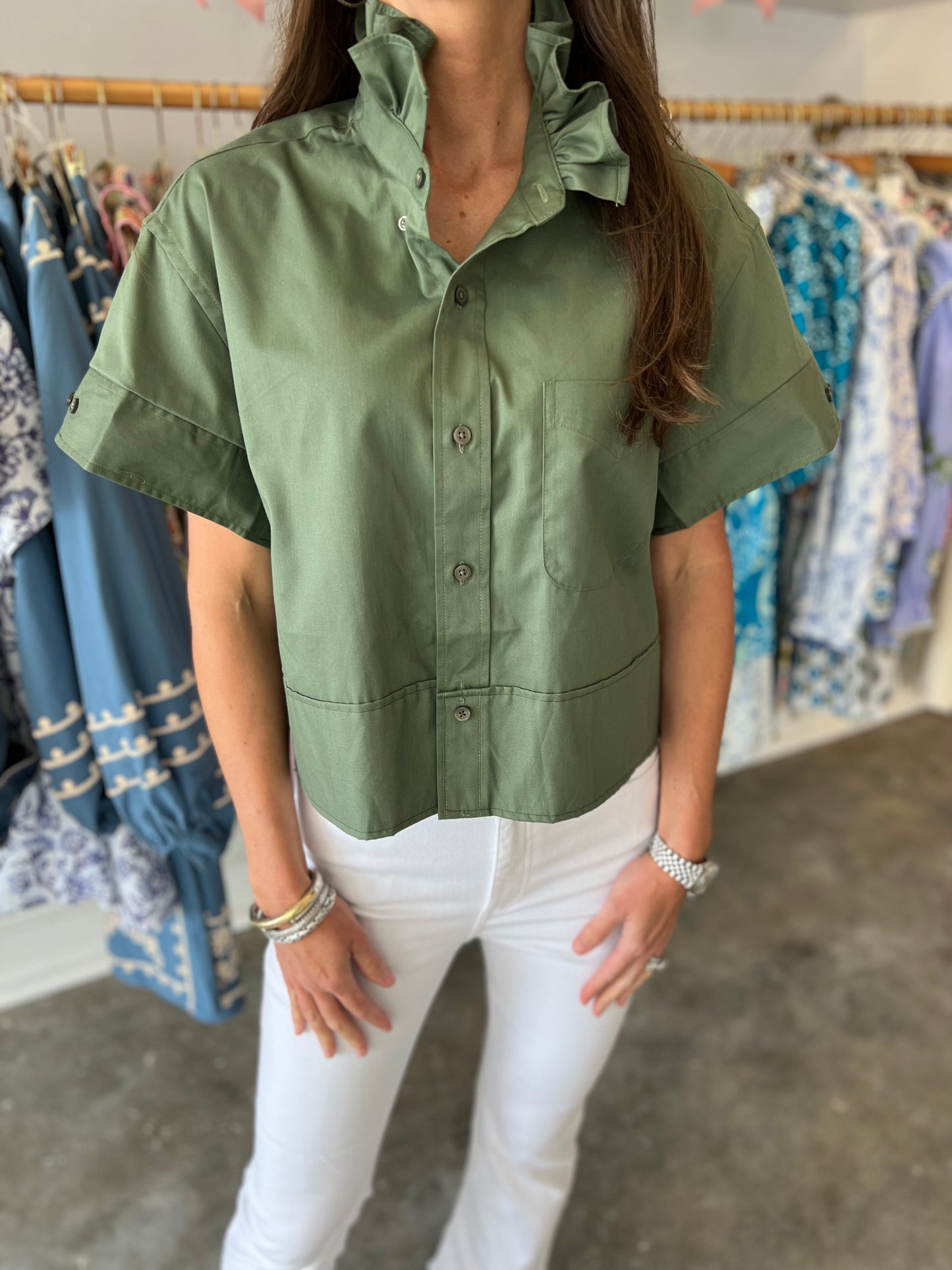 REESE OLIVE BLOUSE
