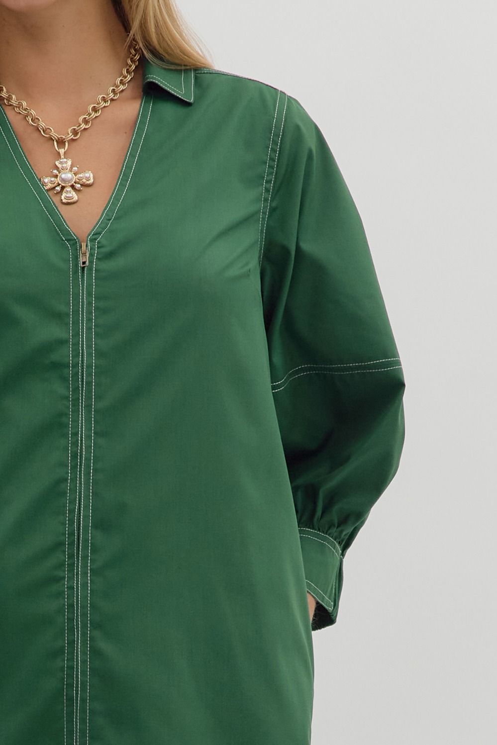 GREEN ZIPPER DRESS
