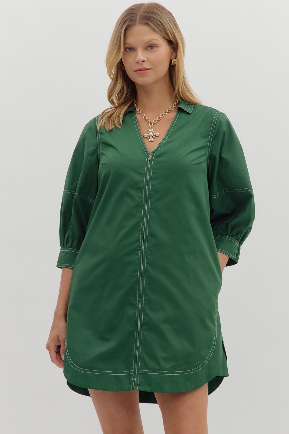 GREEN ZIPPER DRESS
