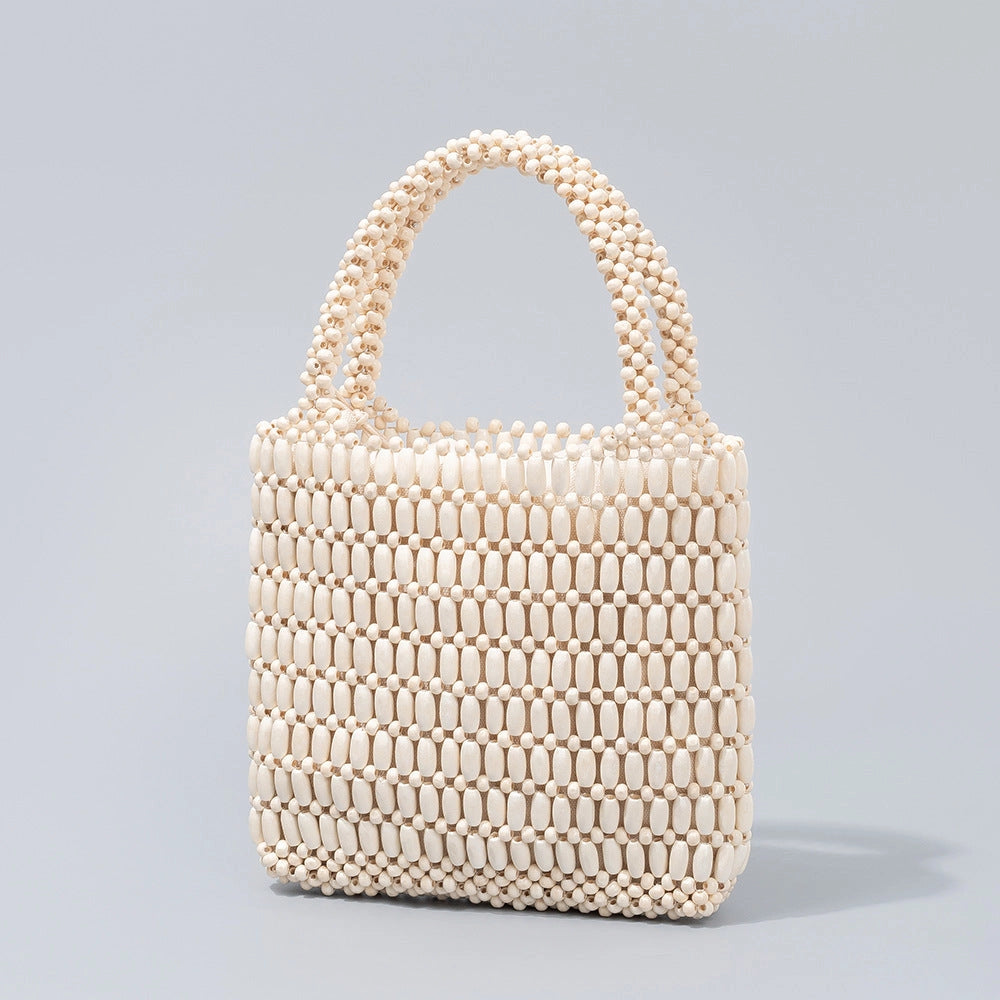 IVORY SQUARE BEADED BAG