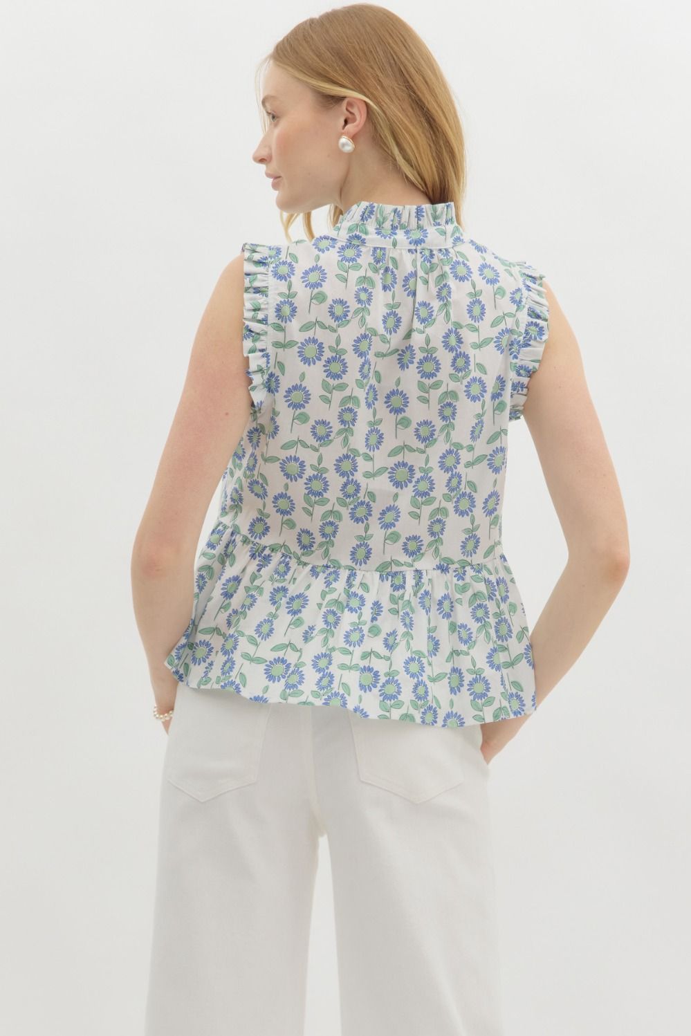 MINT FLORAL SLEEVELESS TOP