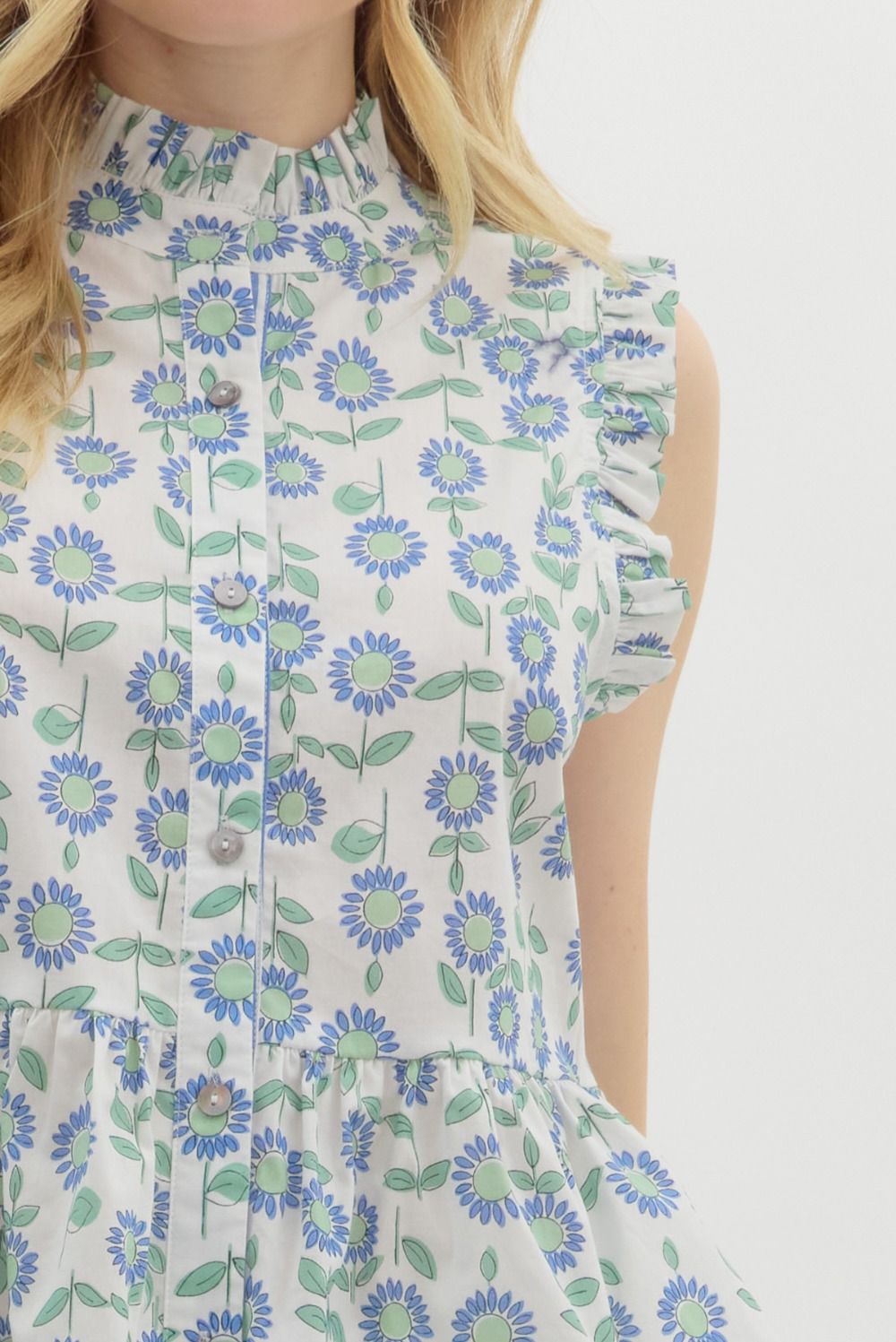 MINT FLORAL SLEEVELESS TOP