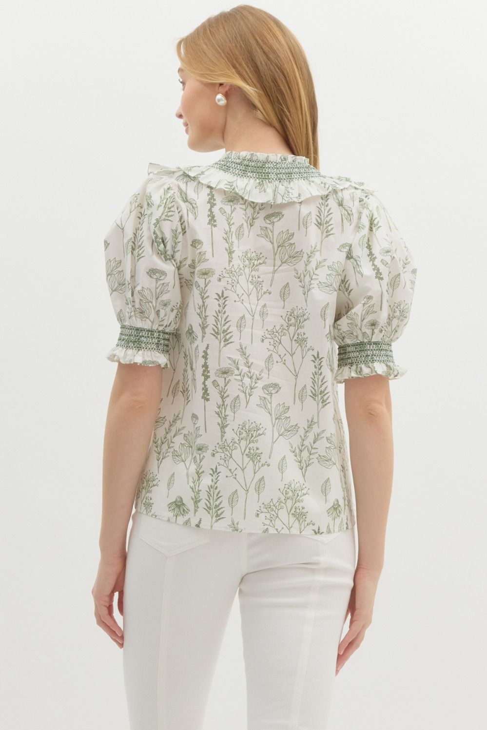 OLIVE EMBROIDERY TOP