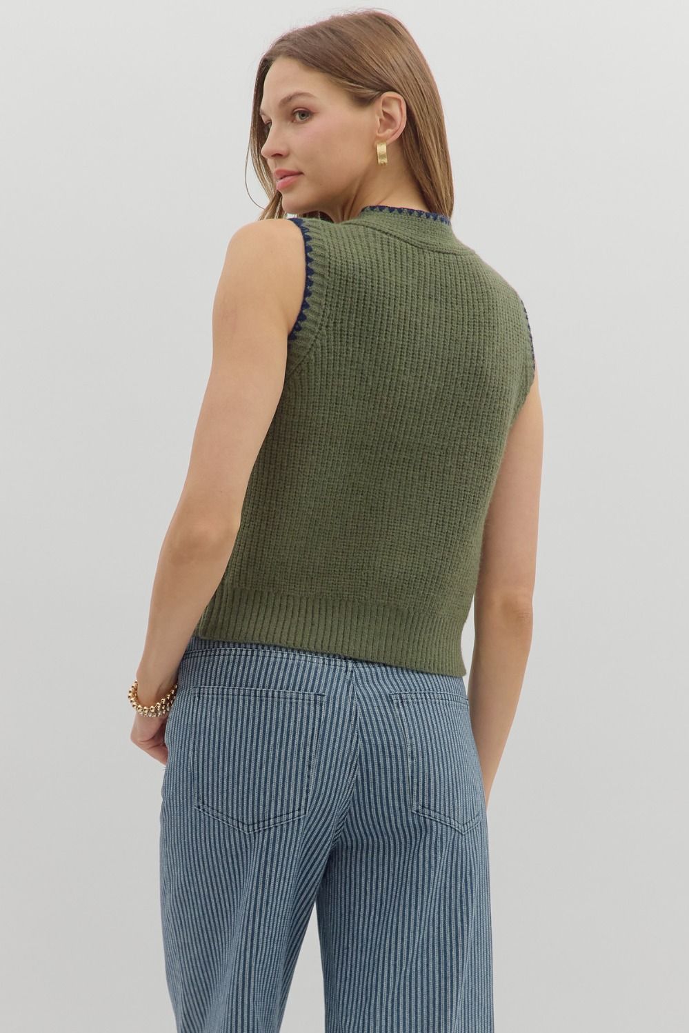 OLIVE BOW SWEATER TOP