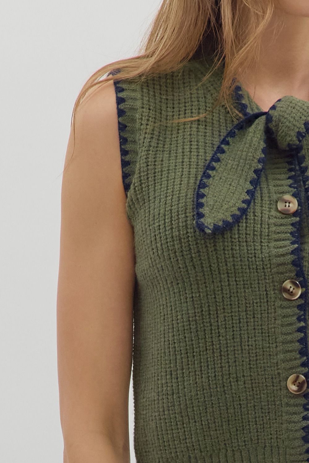 OLIVE BOW SWEATER TOP