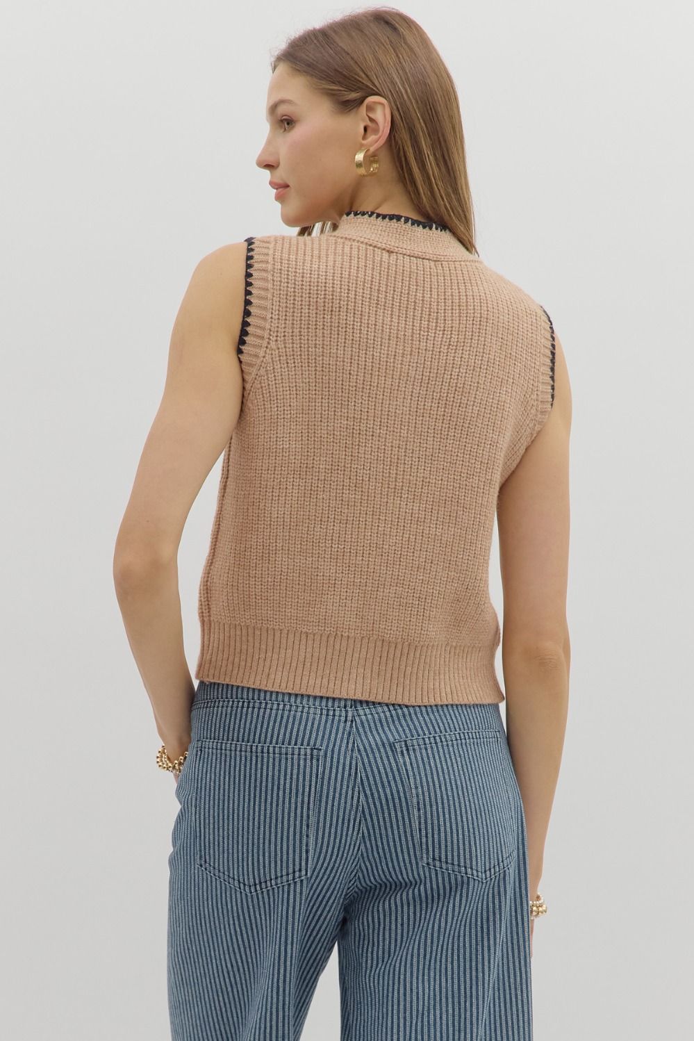TAUPE BOW SWEATER TOP