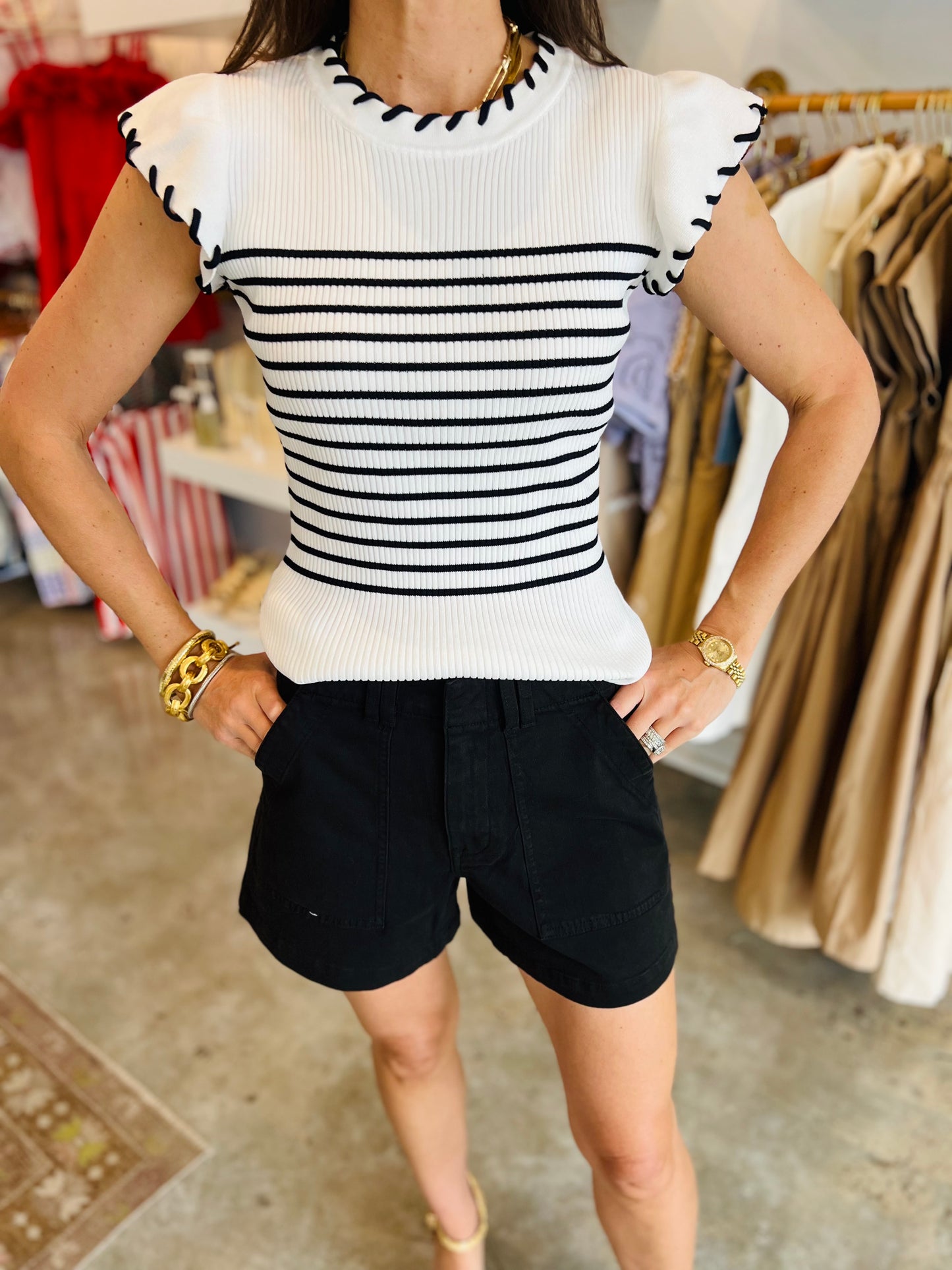Navy Stripe Sweater Top