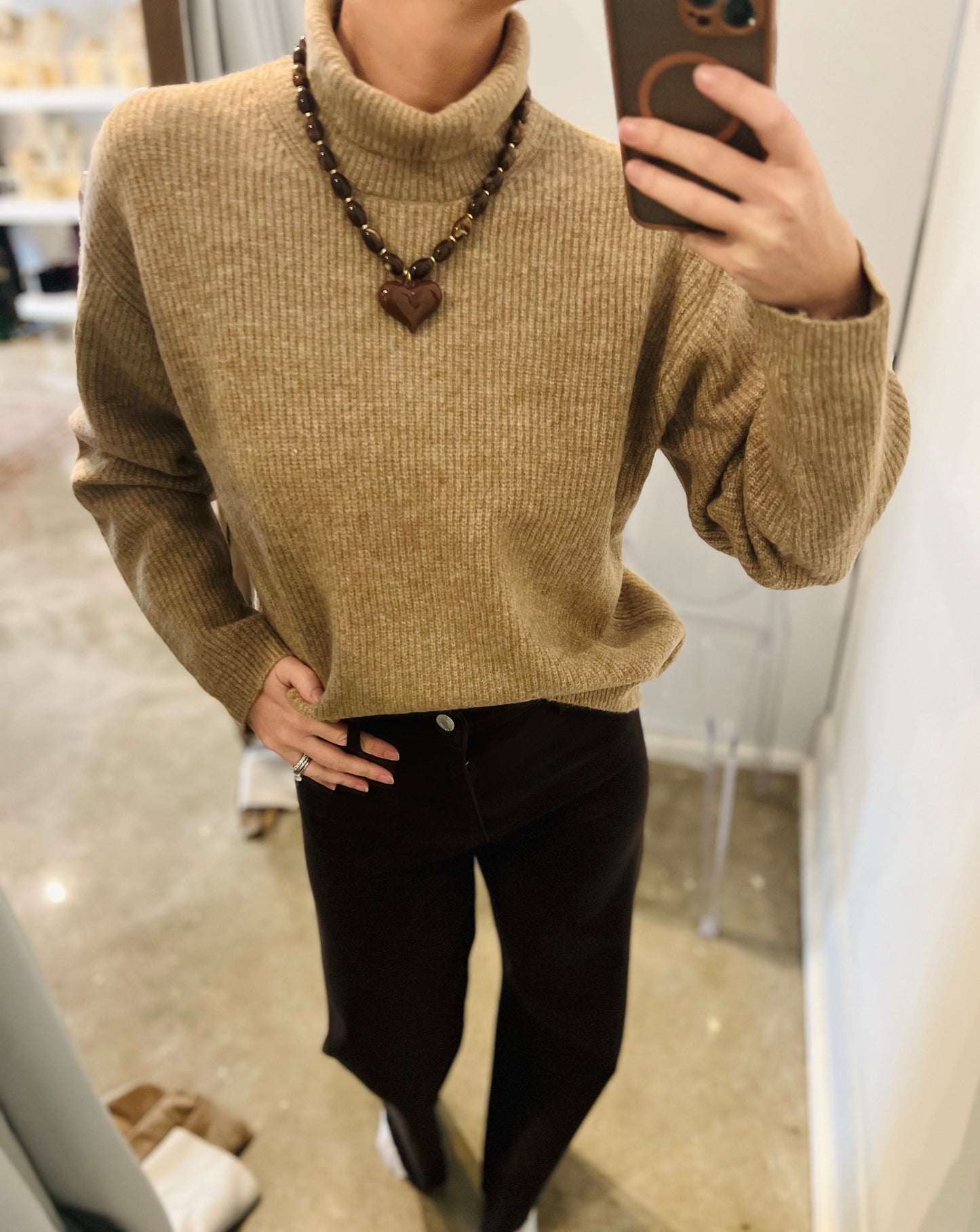 Camel Turtleneck Sweater