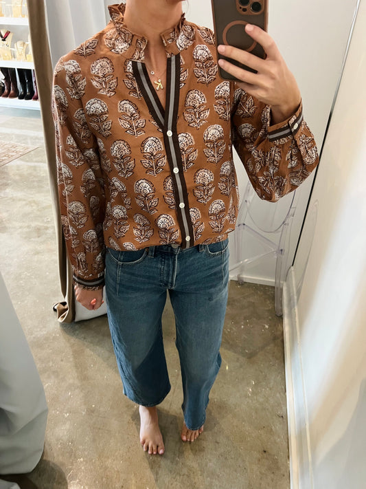 Long Sleeve Floral Button Top