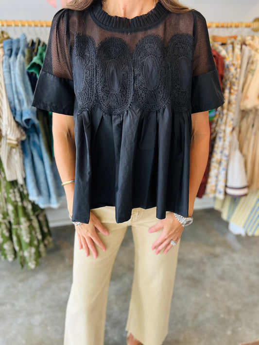 Black Darling Applique Top