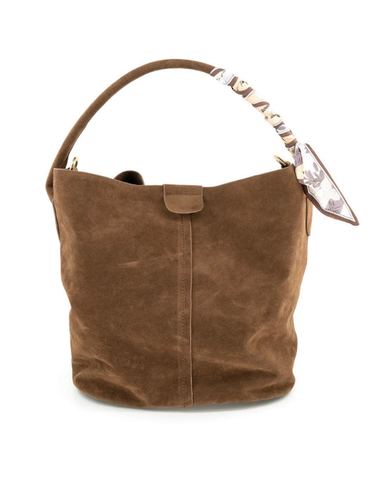 Chocolate Scarf Suede Bag